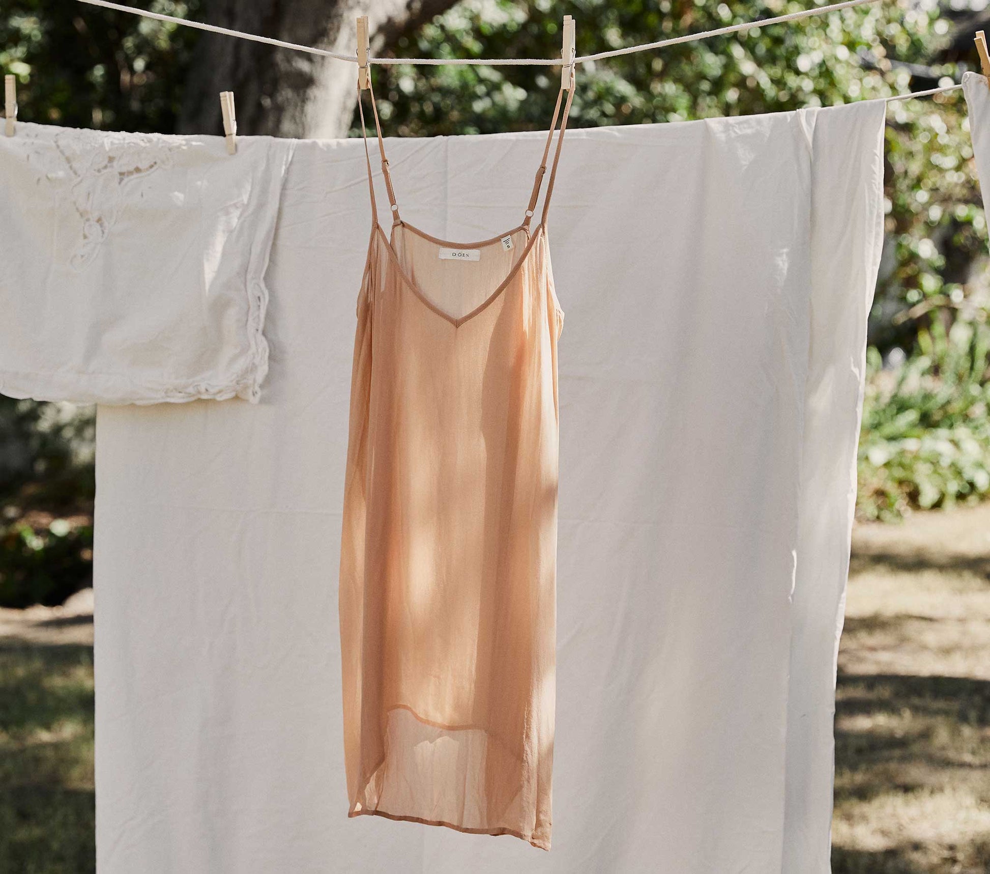 SHORT DEEP V-NECK SLIP -- SAND DOLLAR view 1