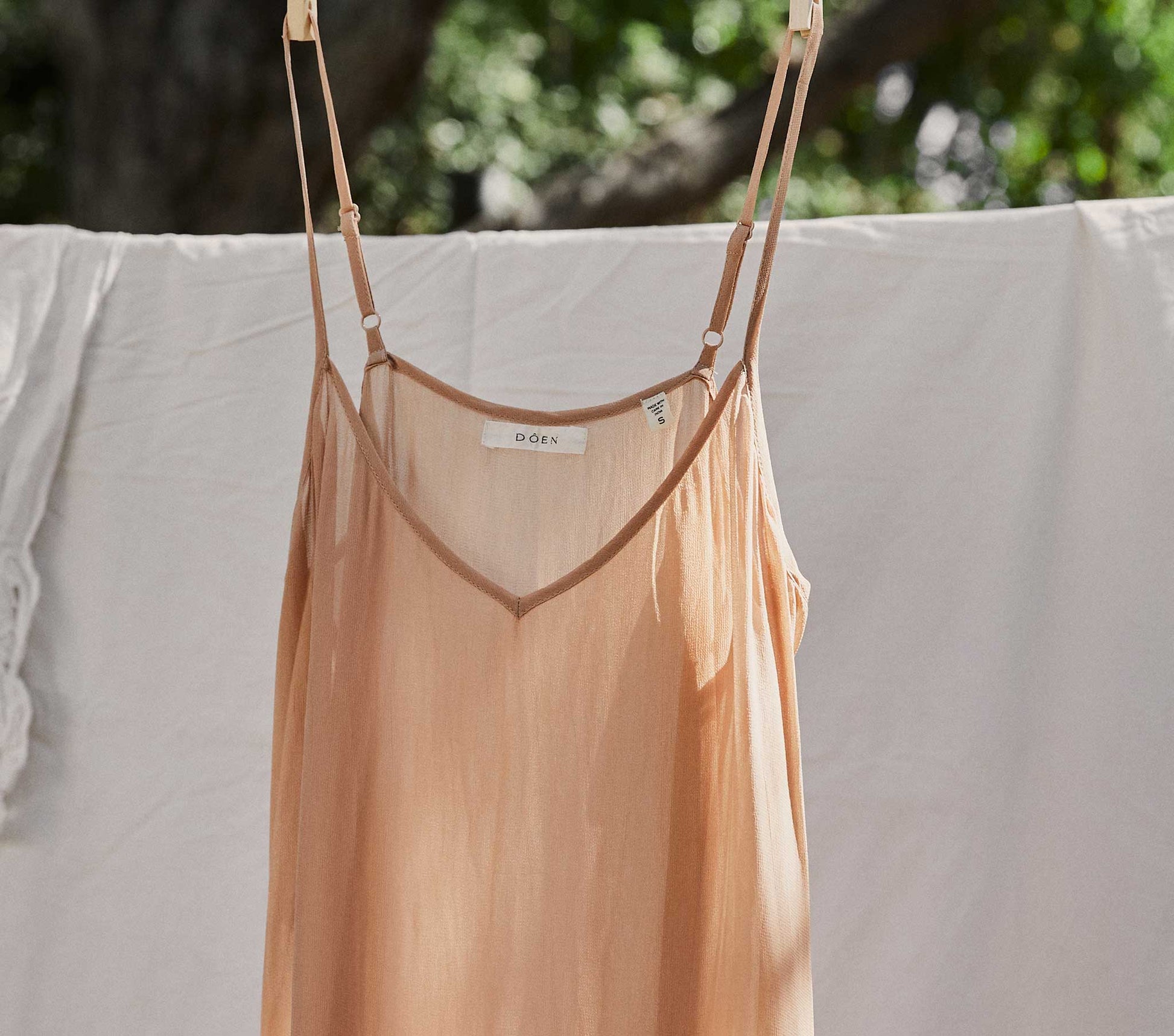 SHORT DEEP V-NECK SLIP -- SAND DOLLAR view 3