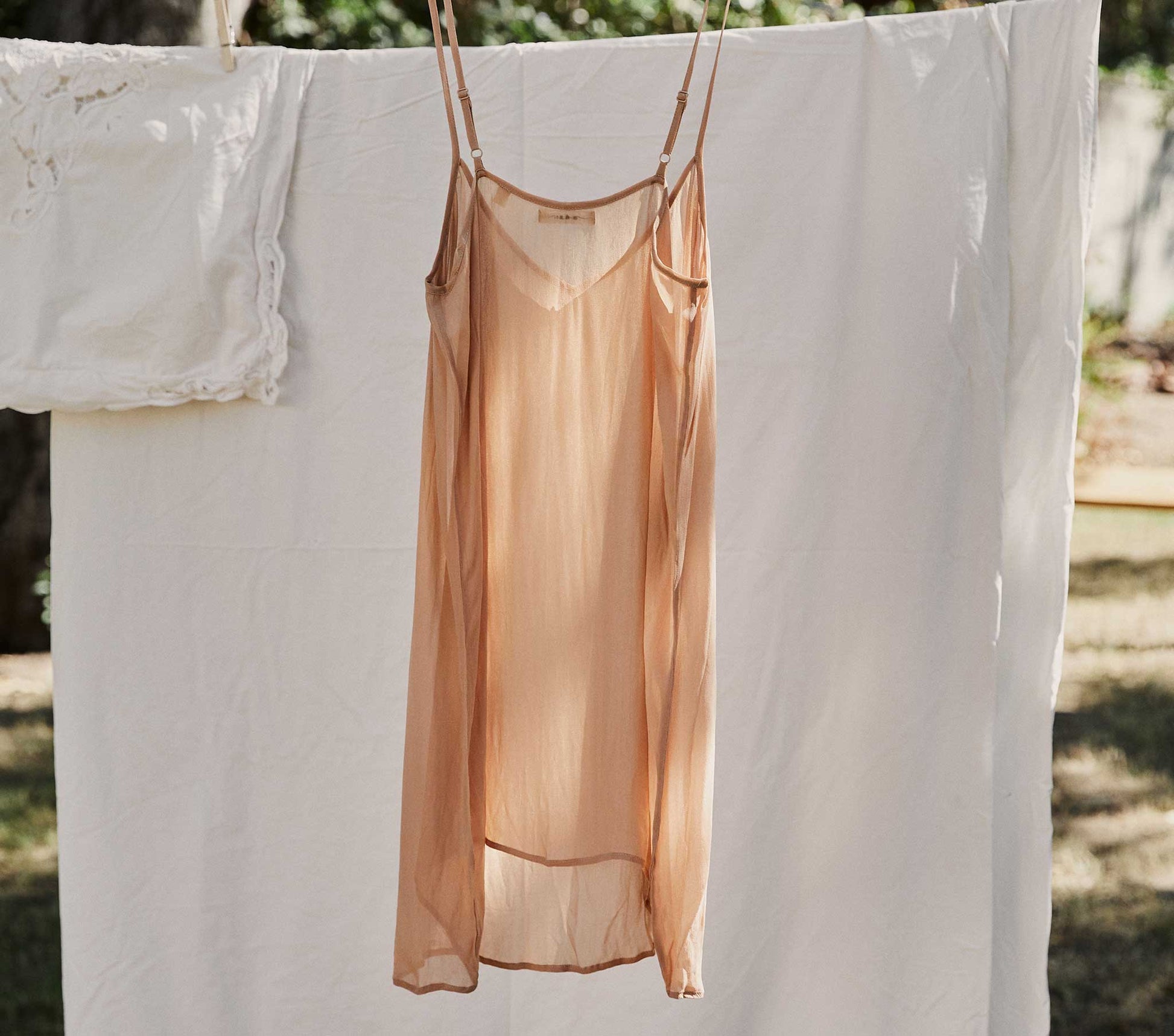 SHORT DEEP V-NECK SLIP -- SAND DOLLAR view 3