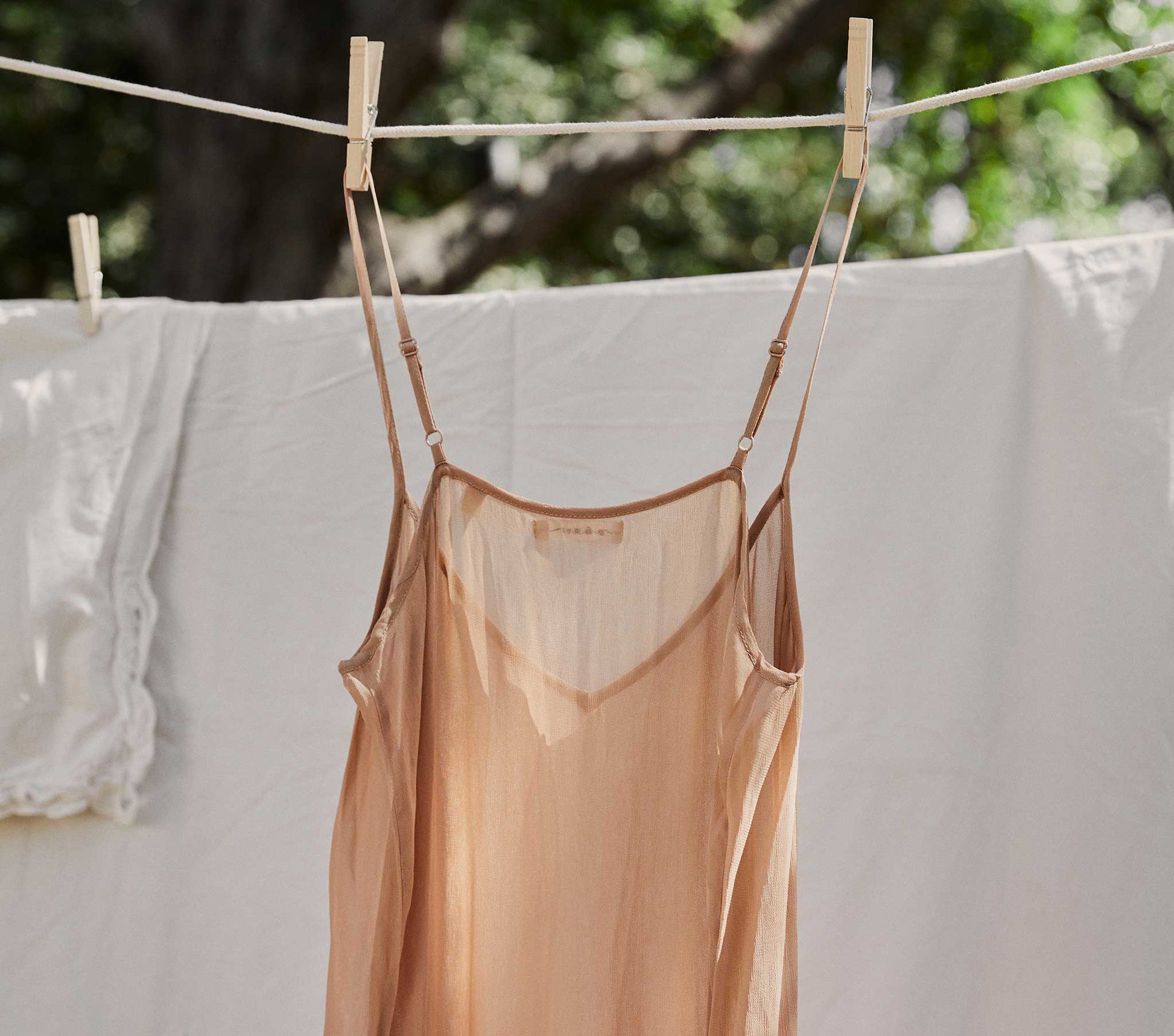 doen silk slip dress Long Deep V-Neck Slip - Sand Dollar