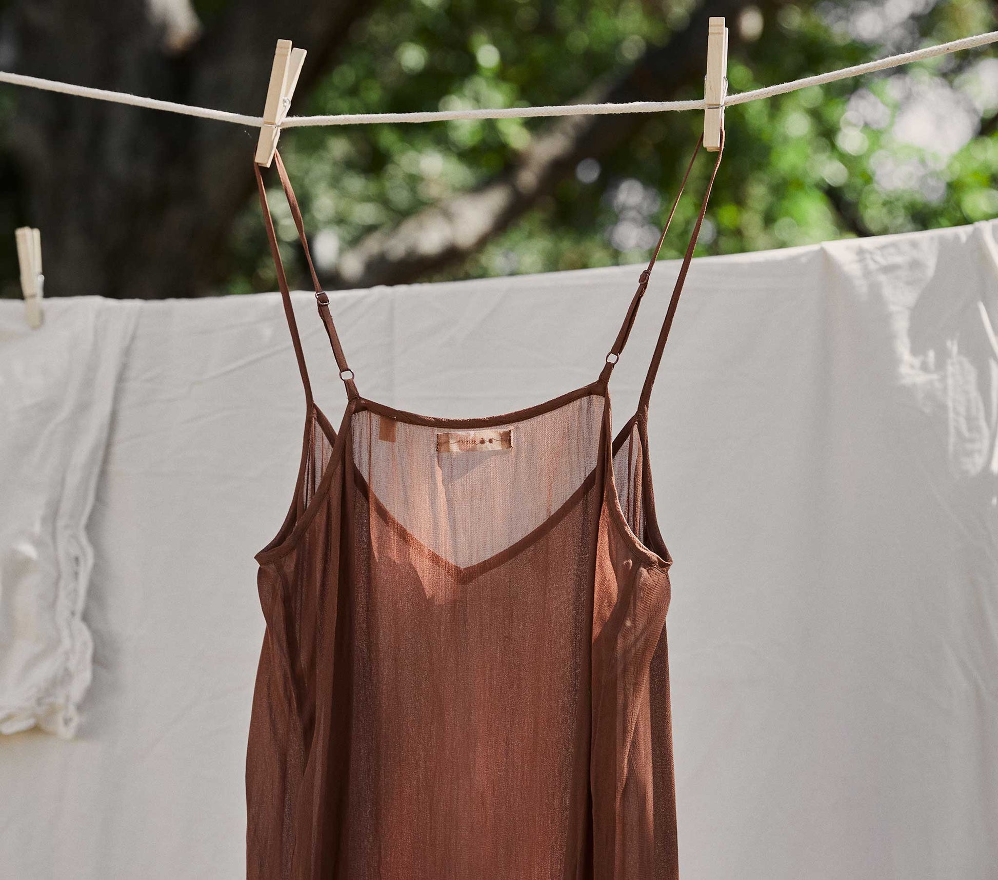 LONG DEEP V-NECK SLIP -- CAROB view 5
