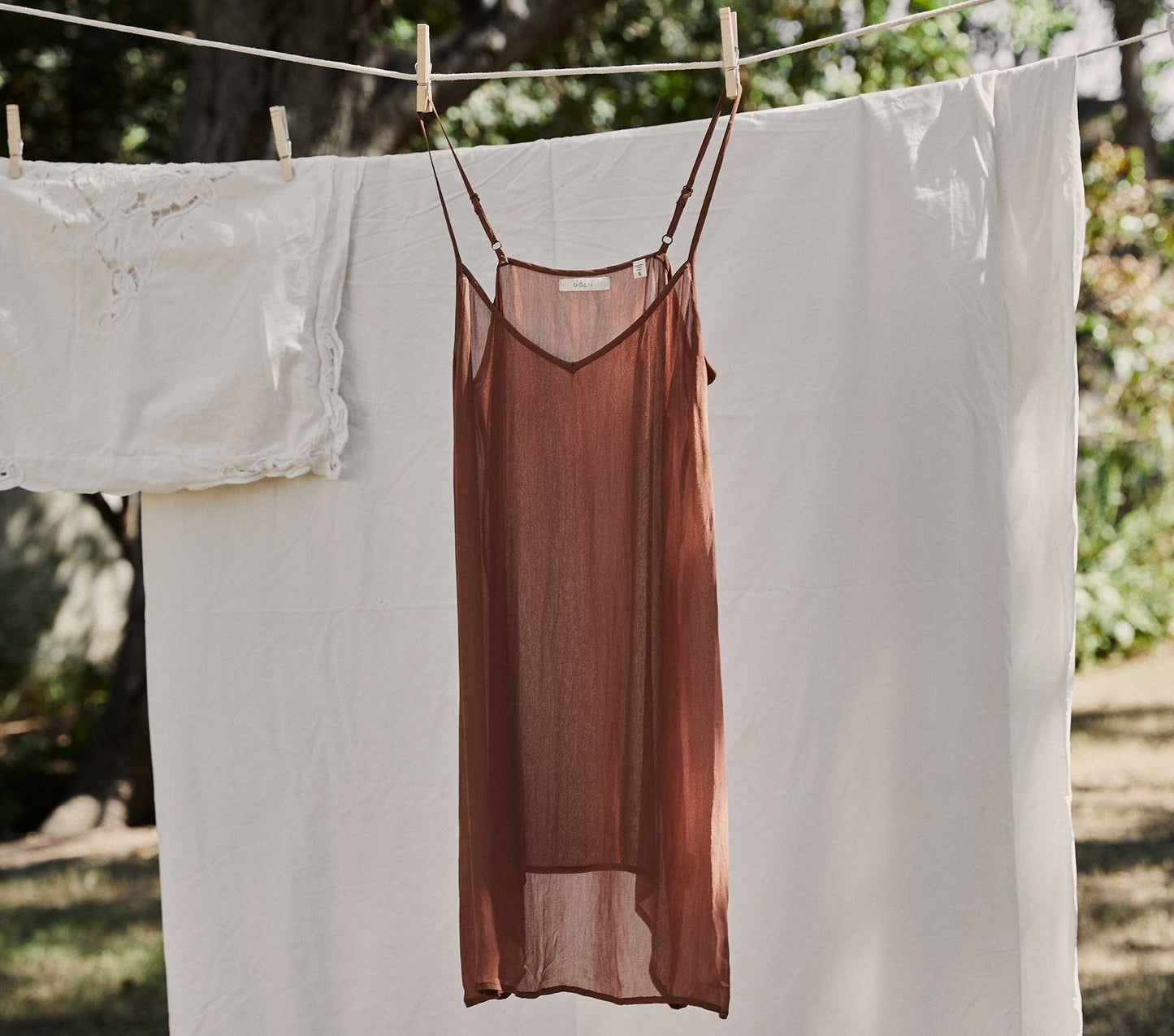 SHORT DEEP V-NECK SLIP -- CAROB