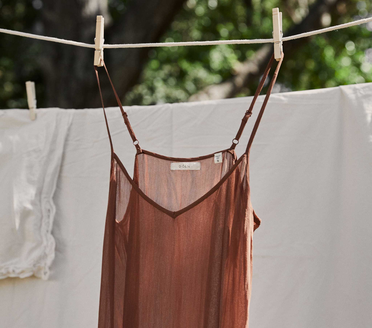 SHORT DEEP V-NECK SLIP -- CAROB