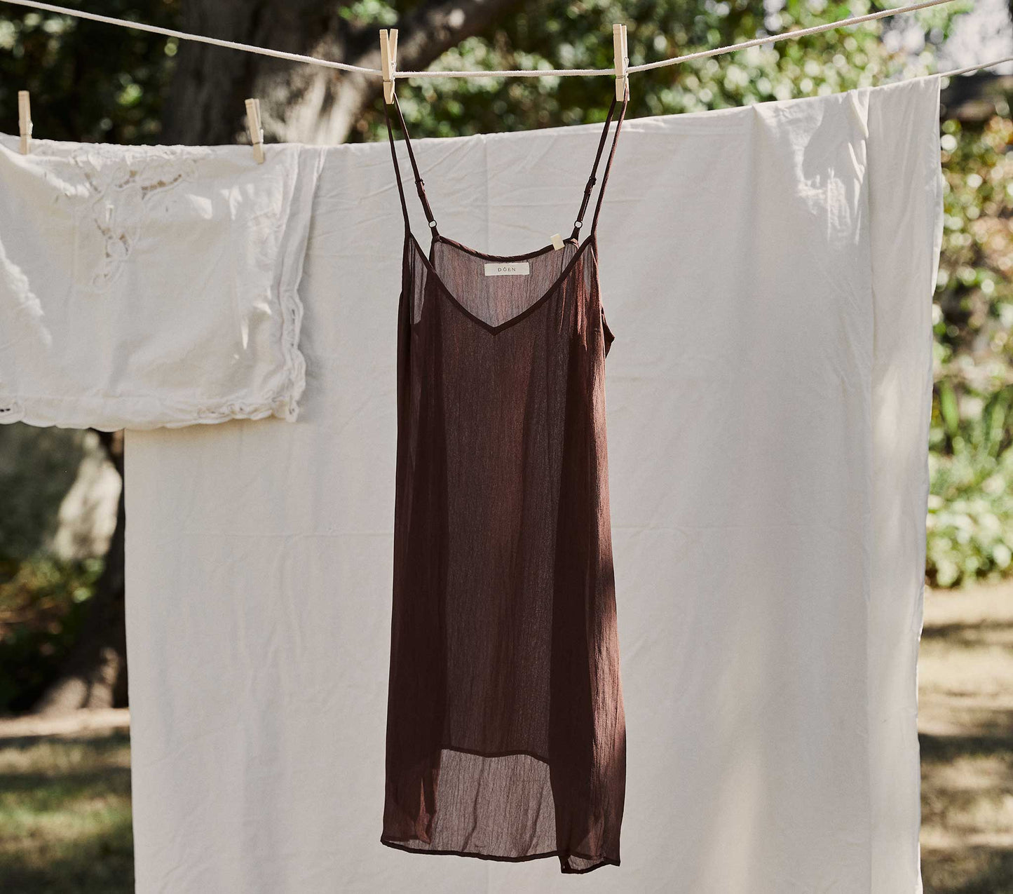 SHORT DEEP V-NECK SLIP -- UMBER