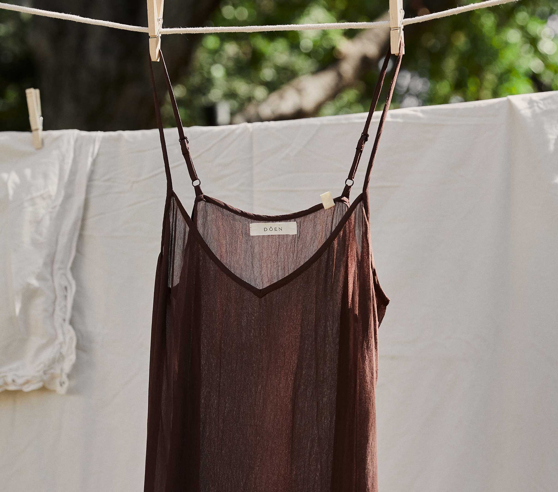 SHORT DEEP V-NECK SLIP -- UMBER view 2