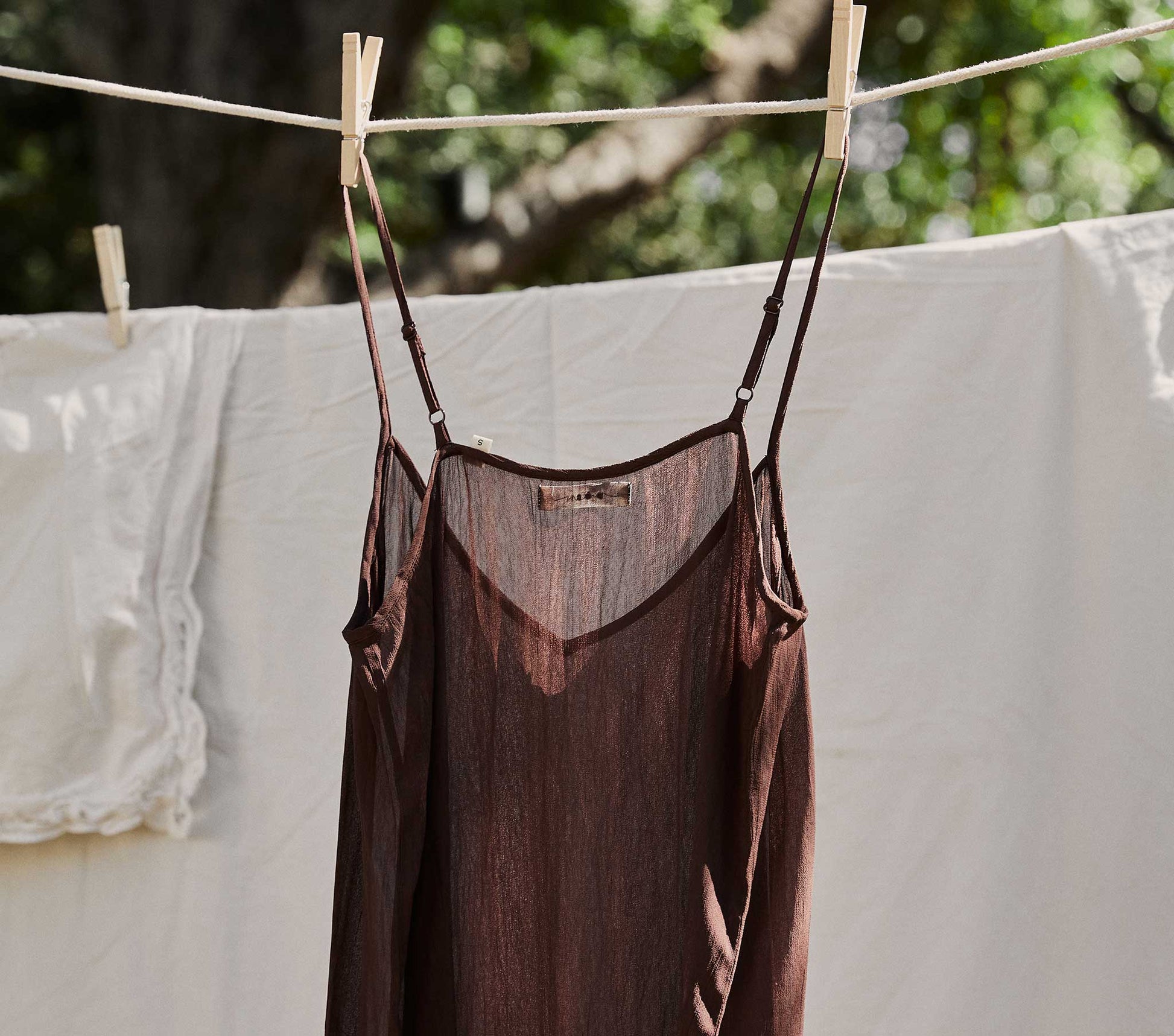 SHORT DEEP V-NECK SLIP -- UMBER view 3