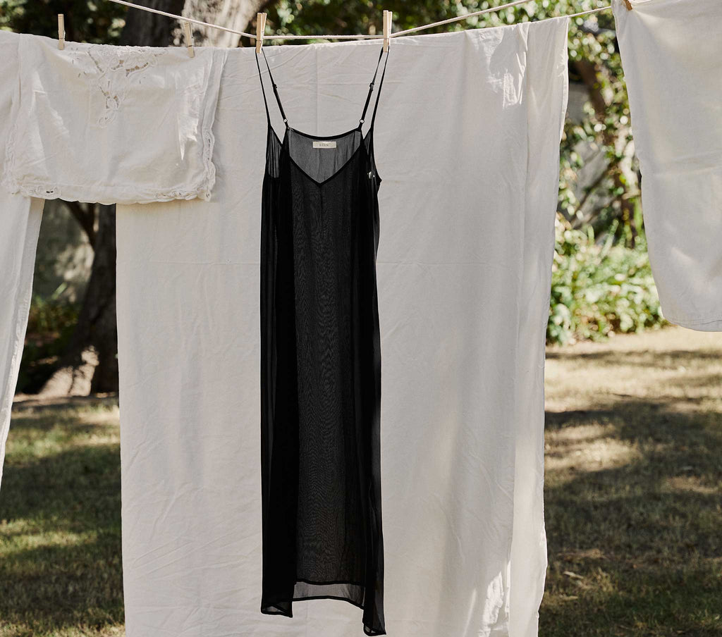 Long Deep V-Neck Slip - Black