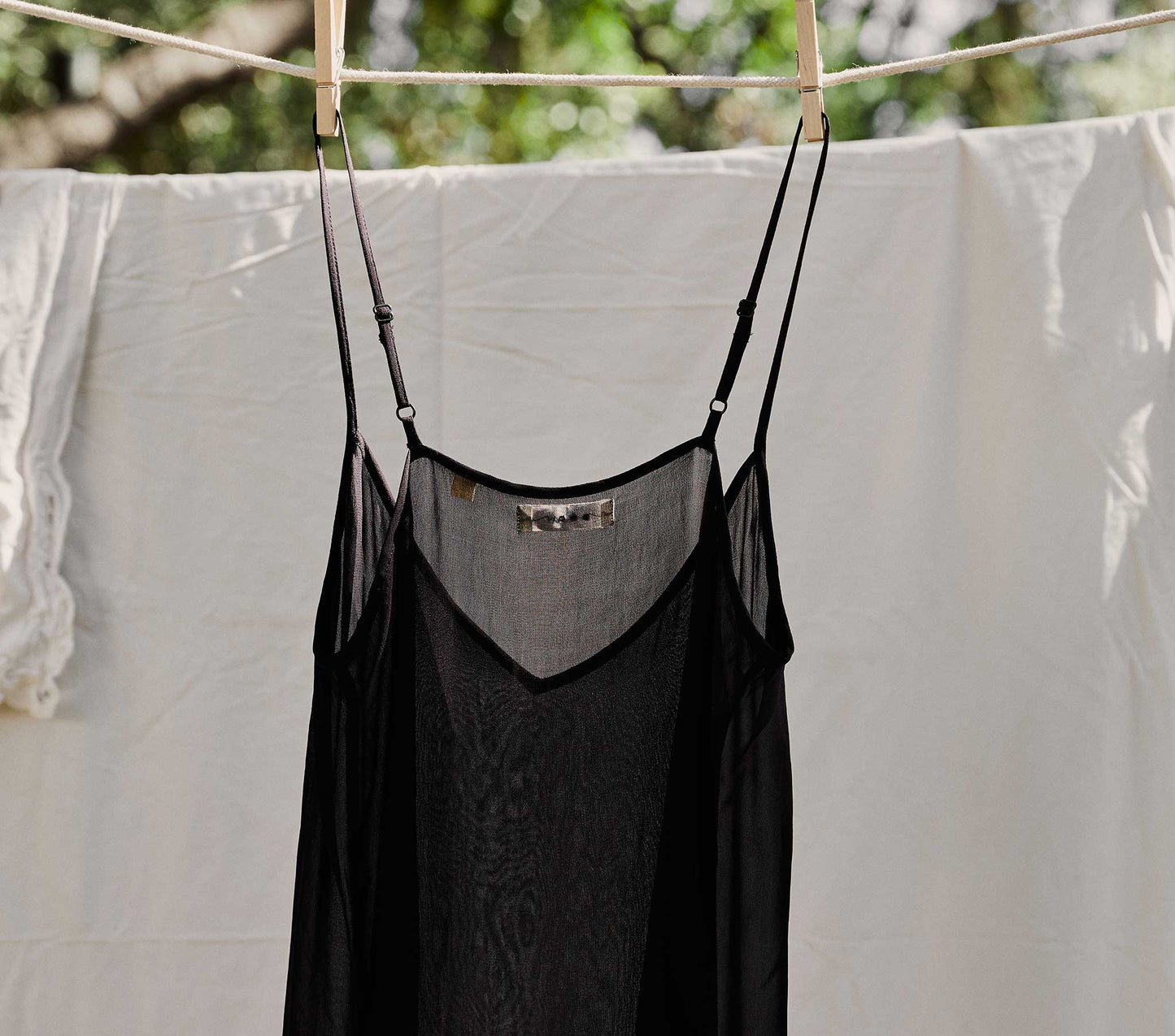 SHORT DEEP V-NECK SLIP -- BLACK