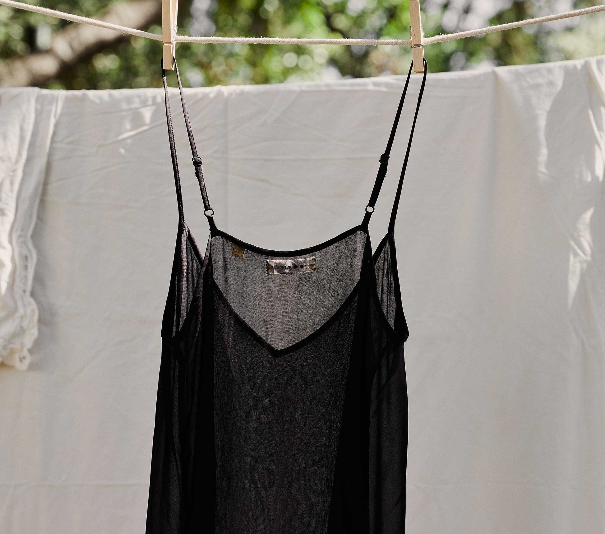 SHORT DEEP V-NECK SLIP -- BLACK view 3