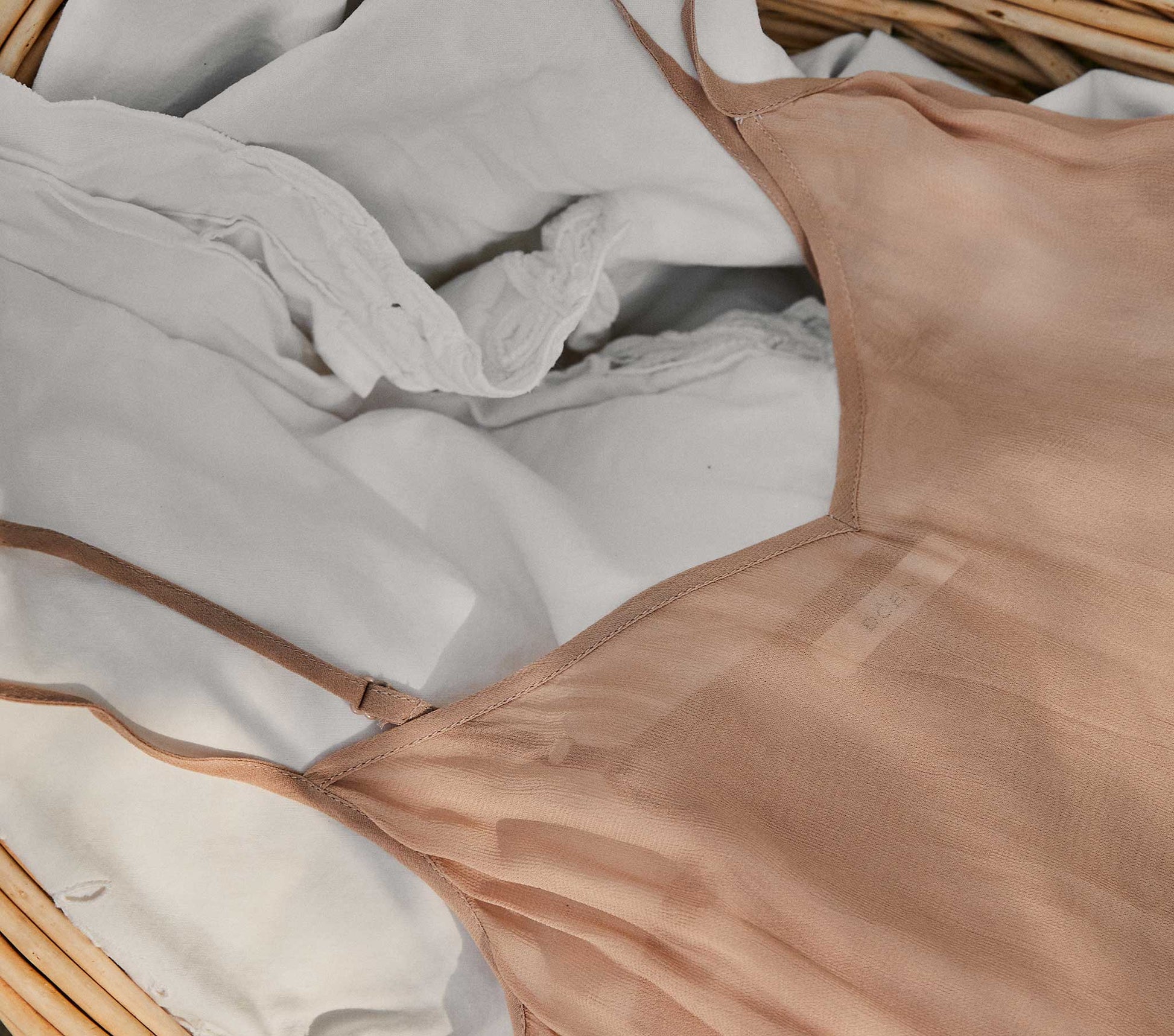 SHORT DEEP V-NECK SLIP -- SAND DOLLAR view 2
