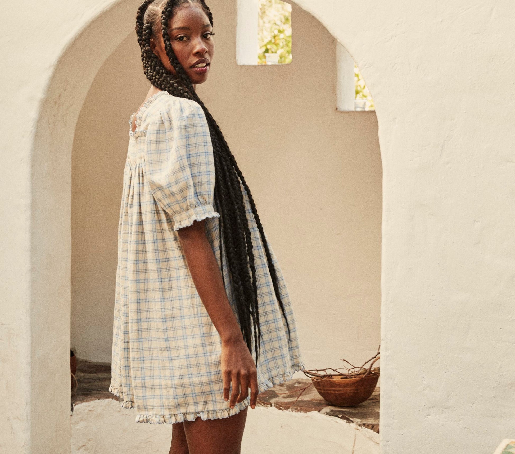 HMD -- FREDE DRESS -- BLUE MEADOWLARK PLAID view 3
