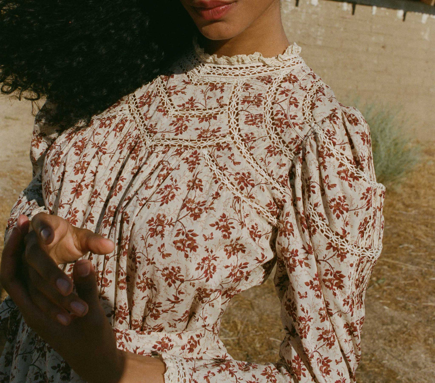 HMD -- GABRIELLE DRESS -- BURGUNDY SONGBIRD TOILE