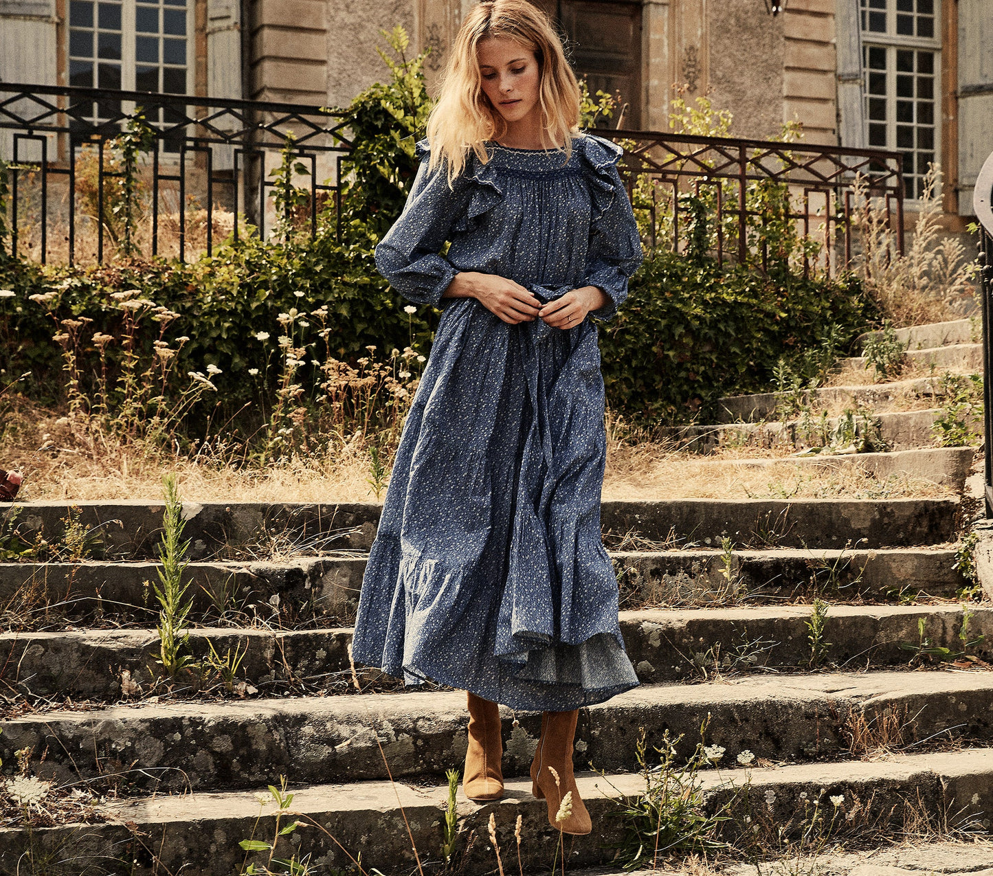 HMD -- GABLES DRESS -- MIDBLUE CALIFORNIA WILDFLOWER