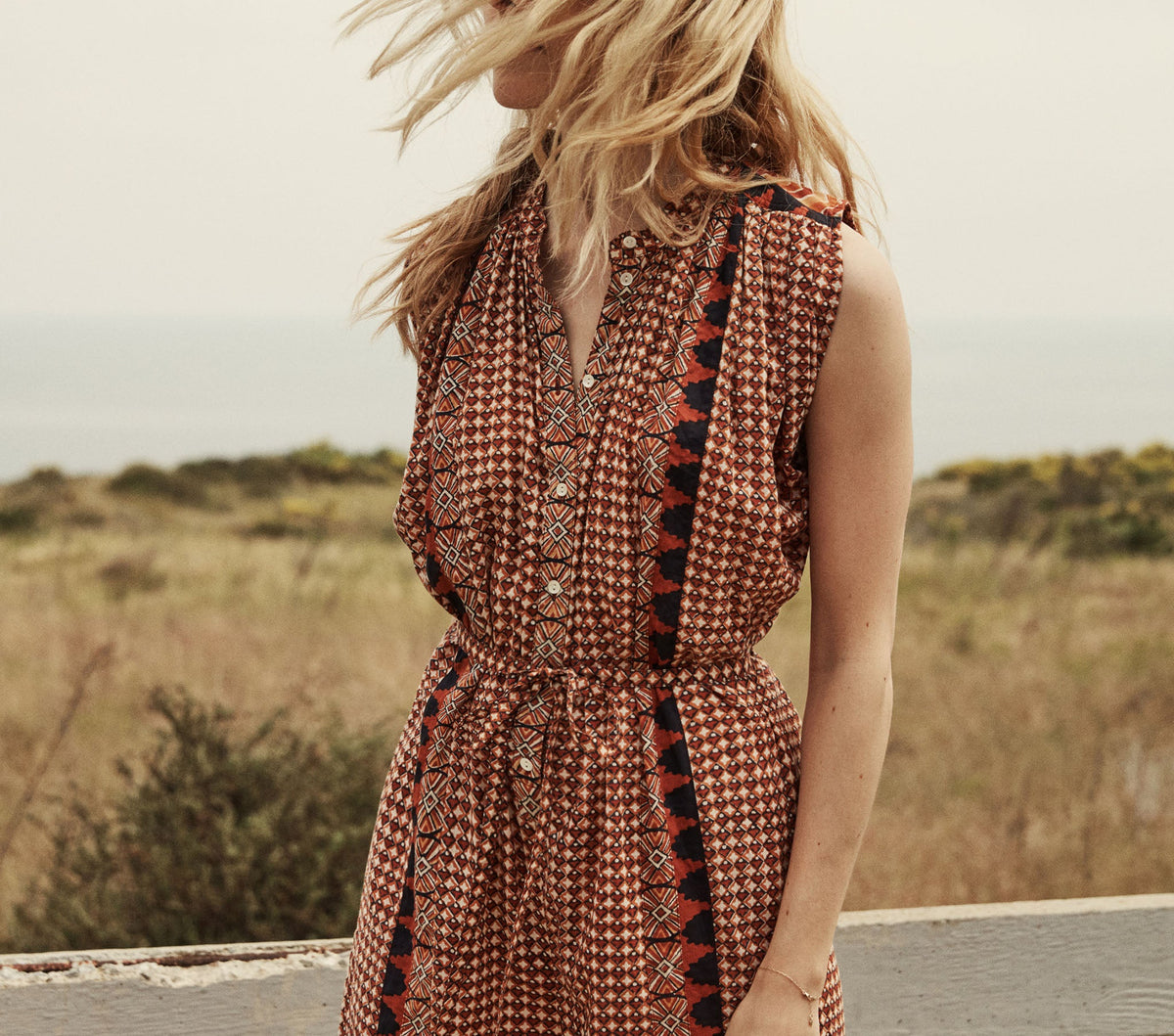 HMD -- GOA JUMPSUIT -- CLAY COMBO BLOCK PRINT