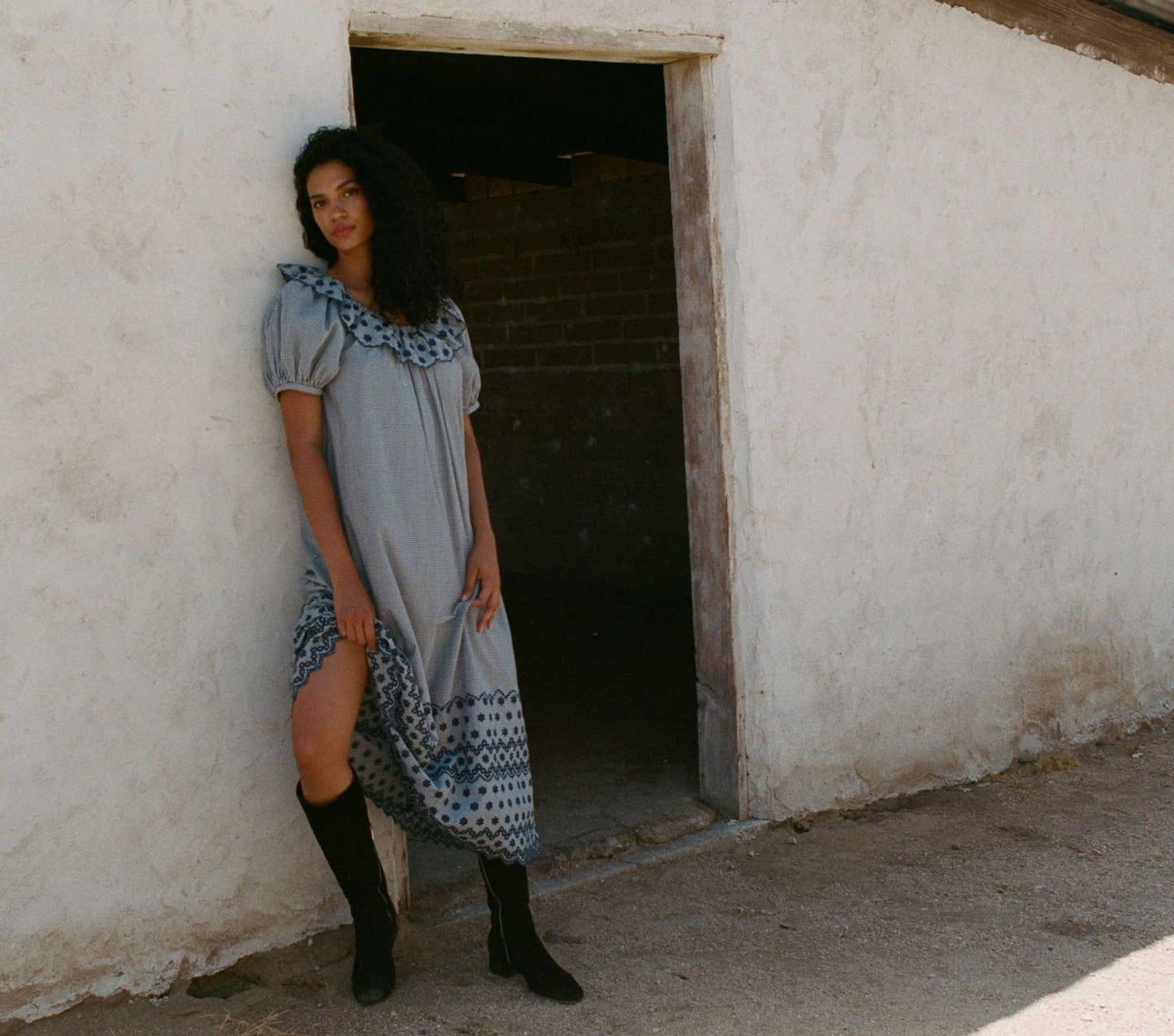 HMD -- HILL DRESS -- AZURE PARIS GINGHAM