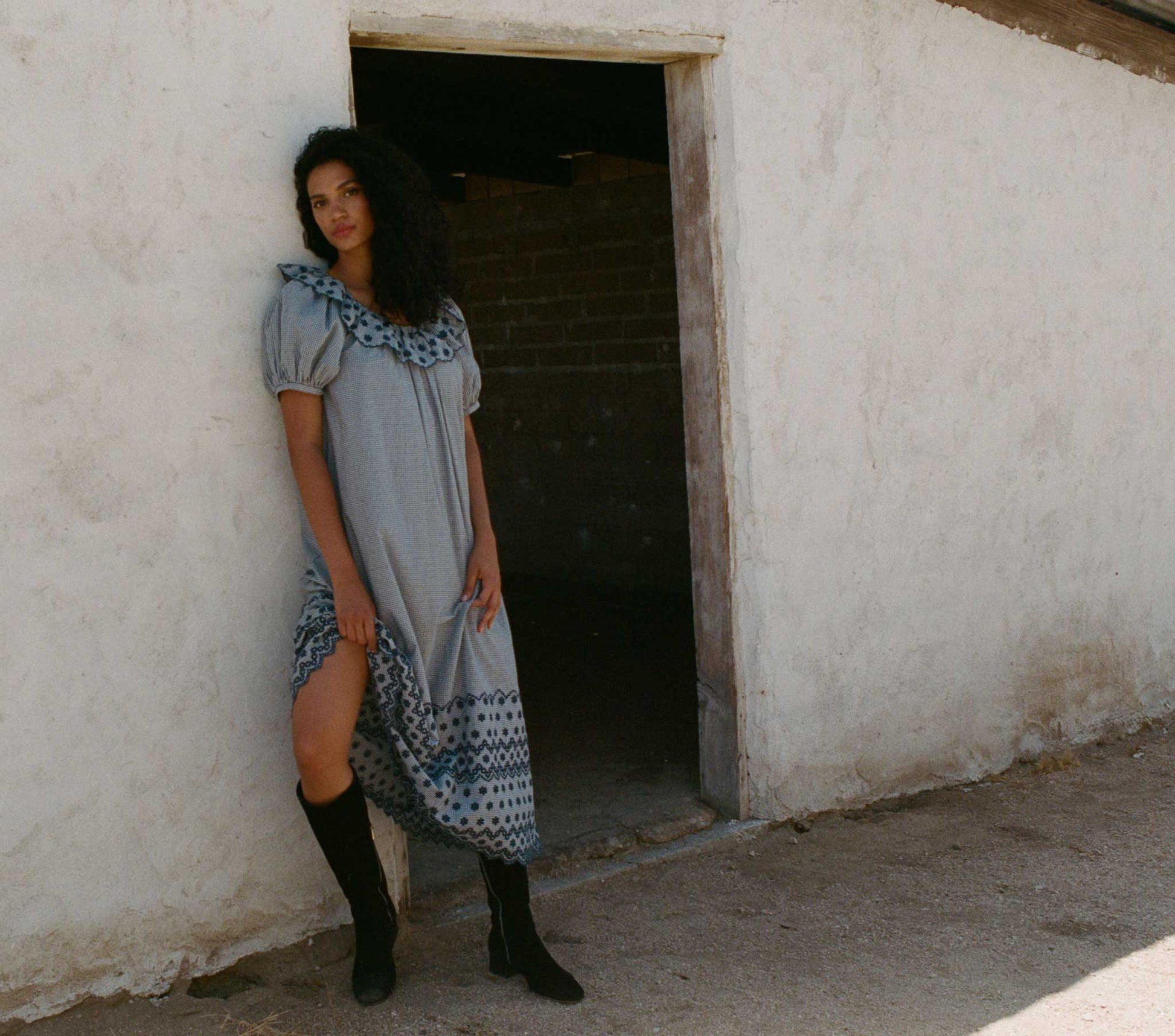 HMD -- HILL DRESS -- AZURE PARIS GINGHAM view 2
