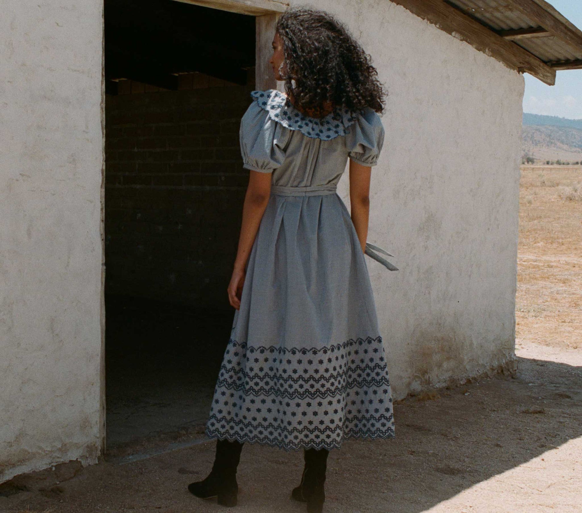 HMD -- HILL DRESS -- AZURE PARIS GINGHAM view 3