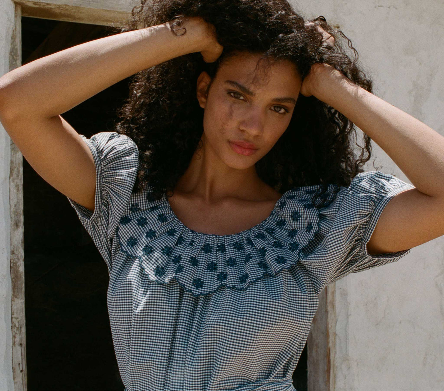 HMD -- HILL DRESS -- AZURE PARIS GINGHAM