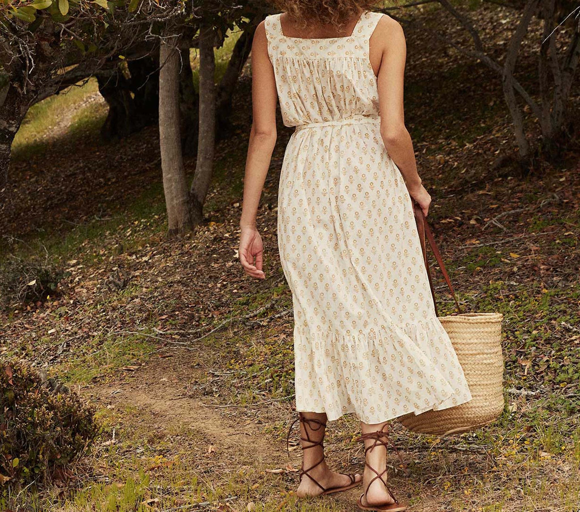 HMD -- HILDE DRESS -- CREAM SUNFLOWER BLOCK PRINT view 3
