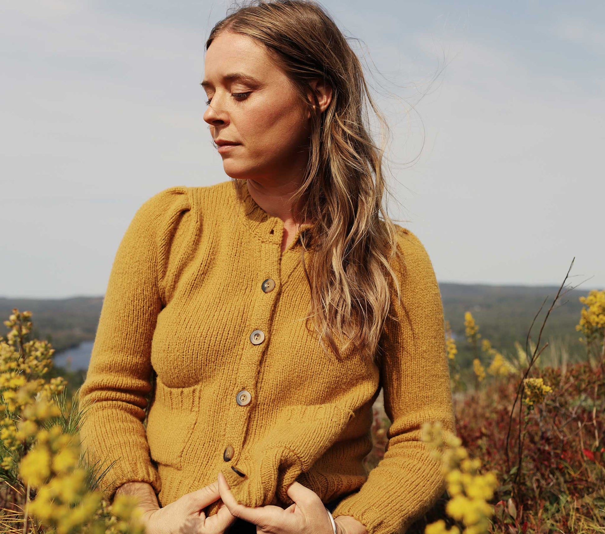 HMD -- RISETTE CARDIGAN SWEATER -- MUSTARD view 1
