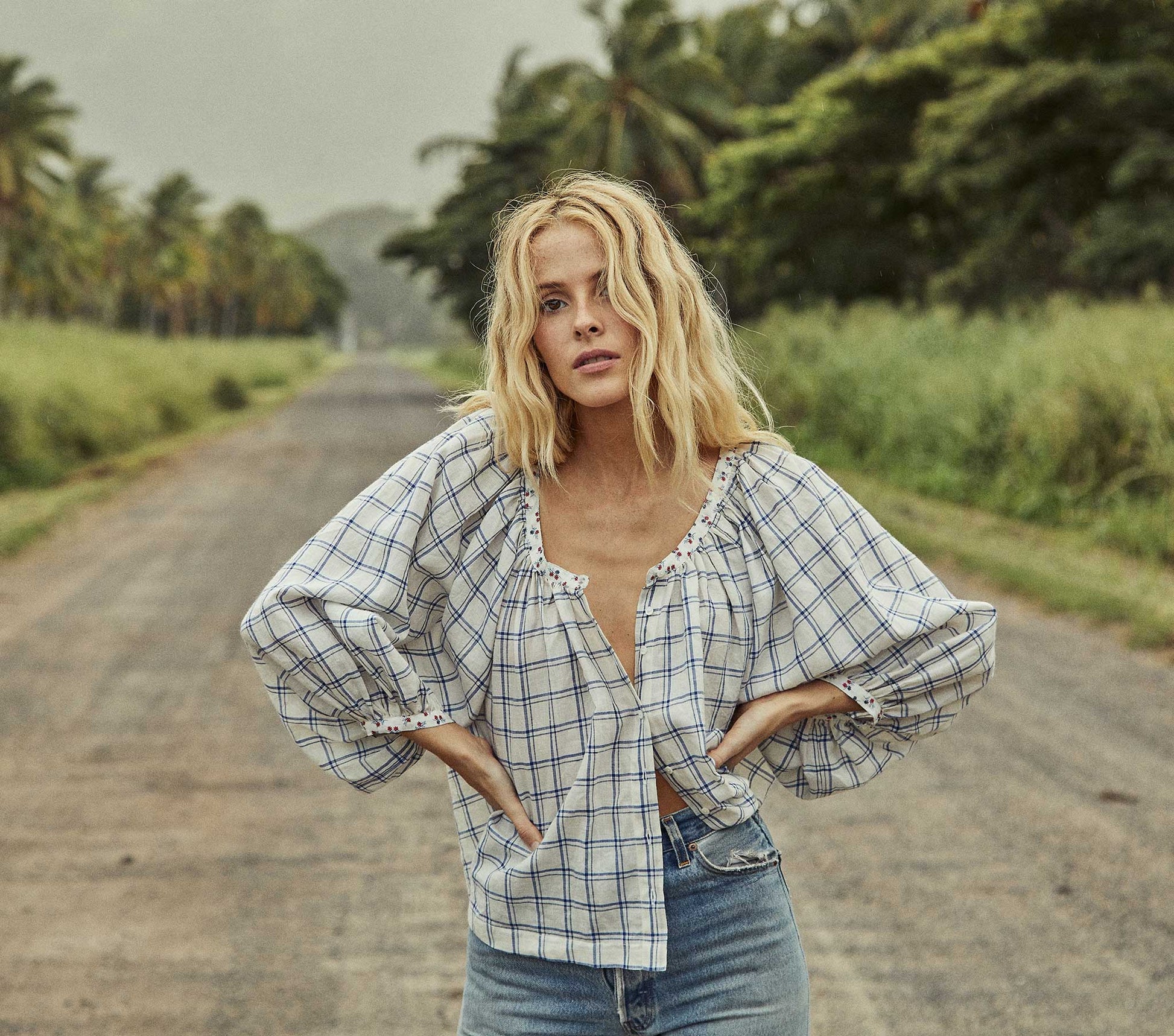 HMD -- JEANNE TOP -- BLUE ATTICUS PLAID view 6
