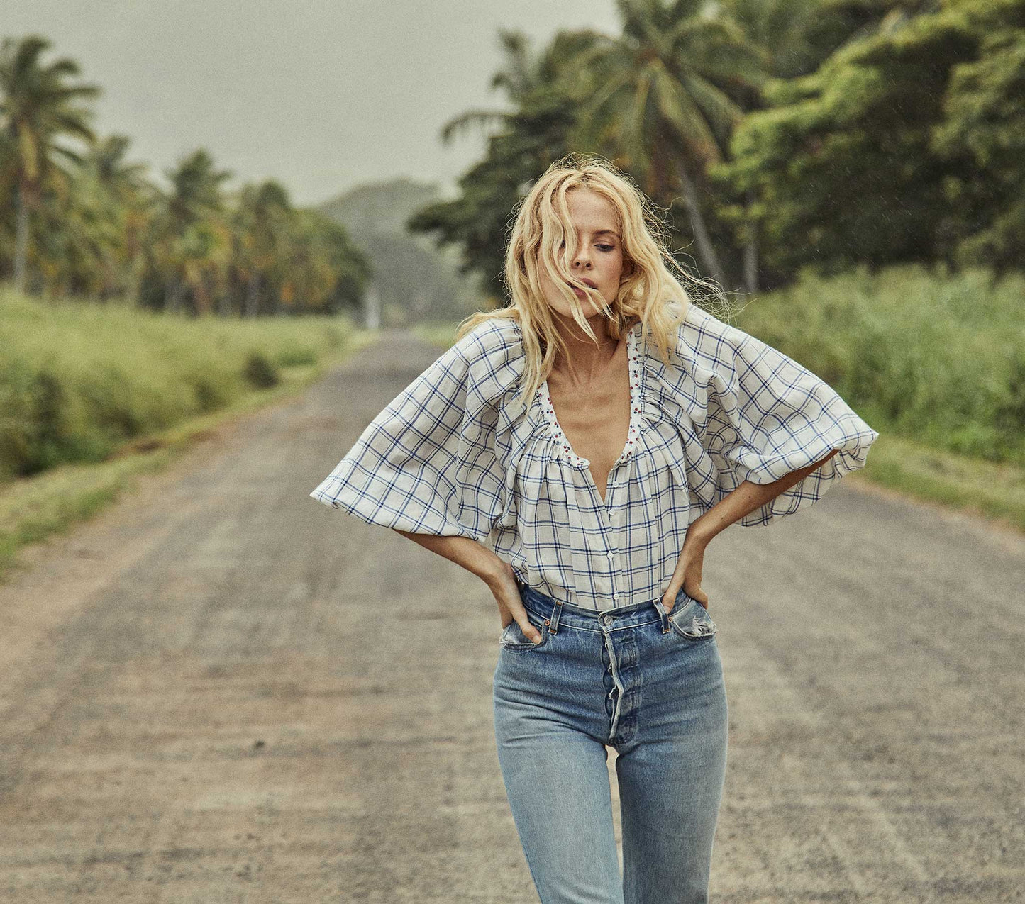 HMD -- JEANNE TOP -- BLUE ATTICUS PLAID