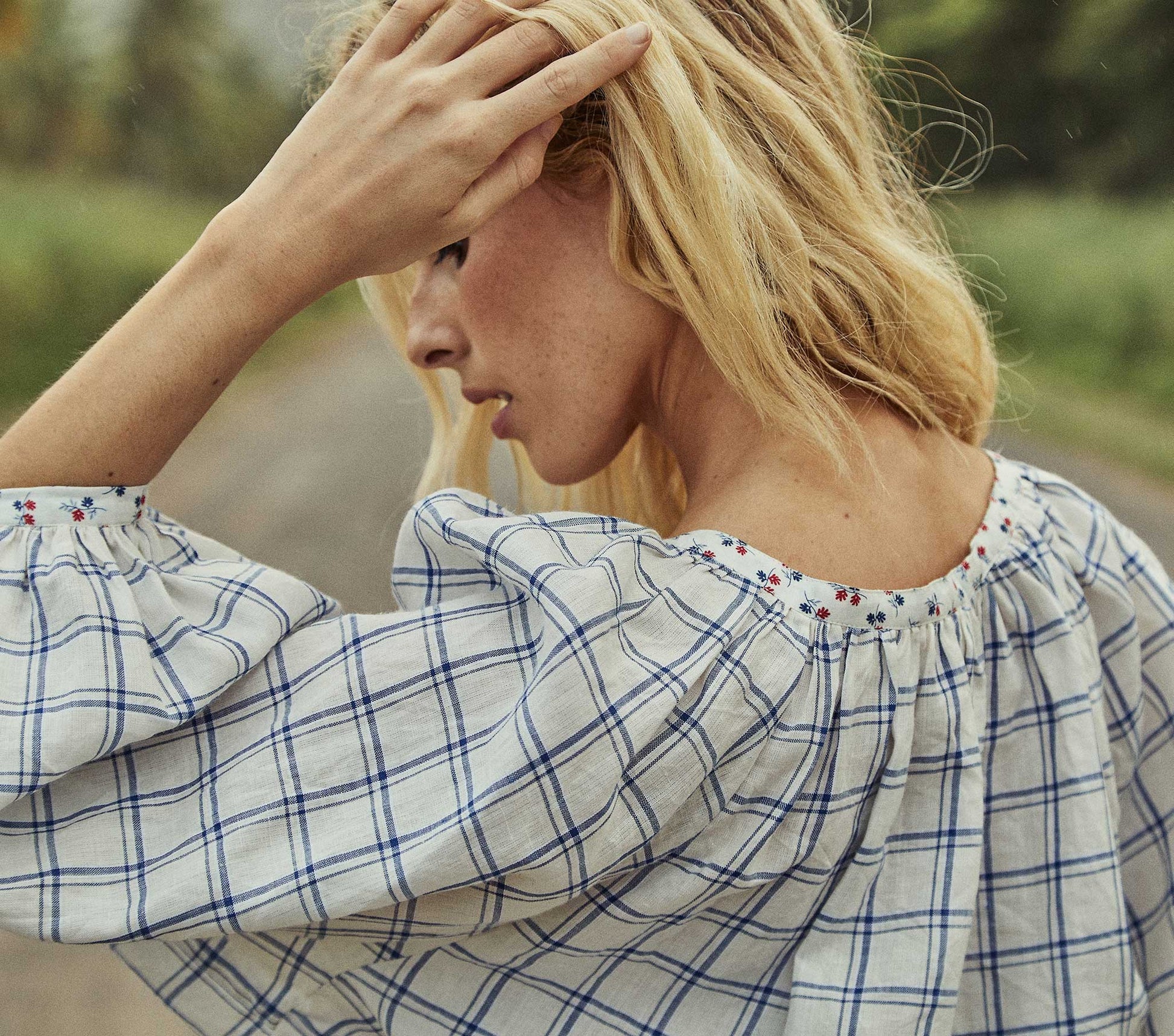HMD -- JEANNE TOP -- BLUE ATTICUS PLAID view 4
