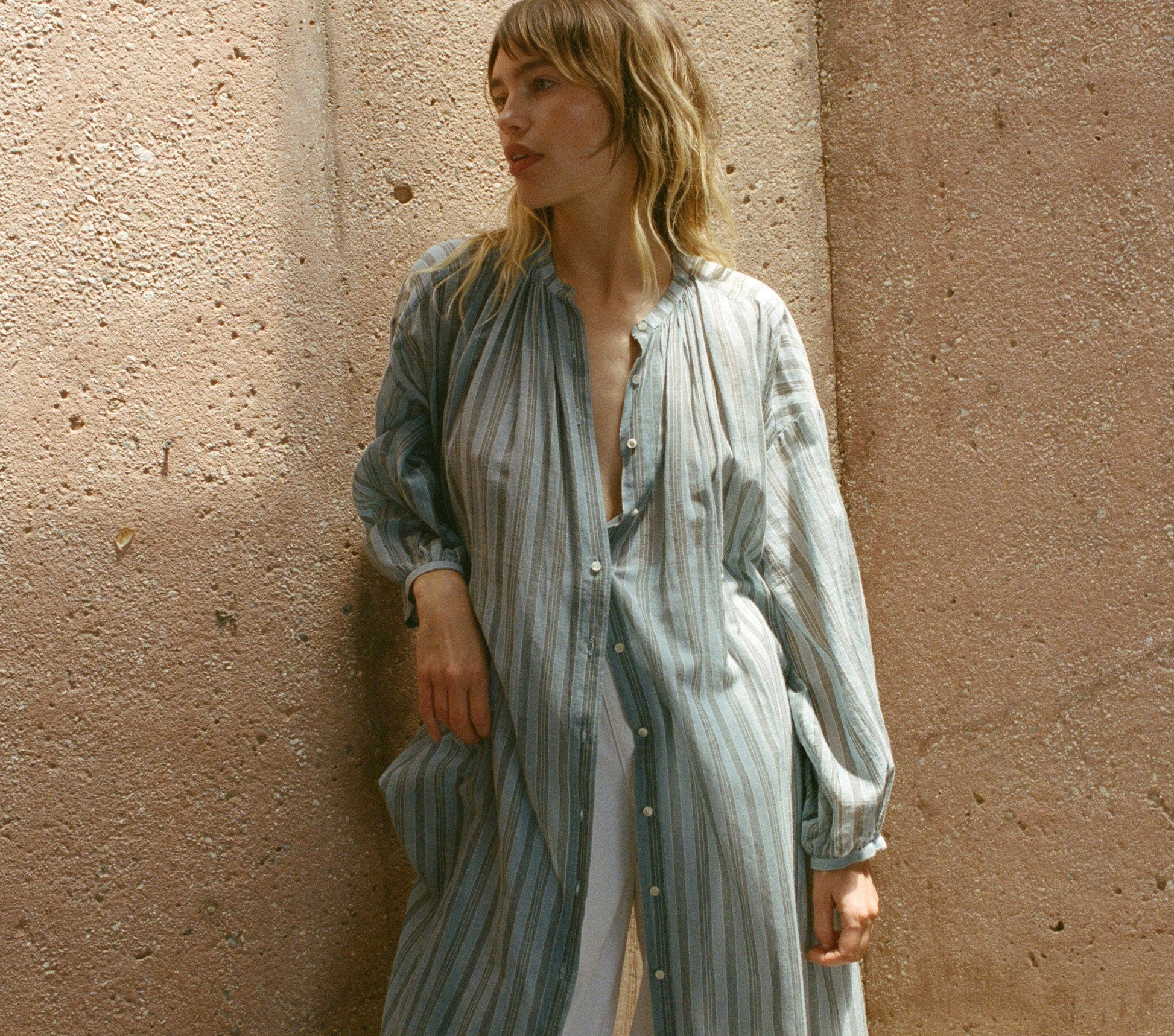 HMD -- JOAN DRESS -- INDIGO STRIPE view 5
