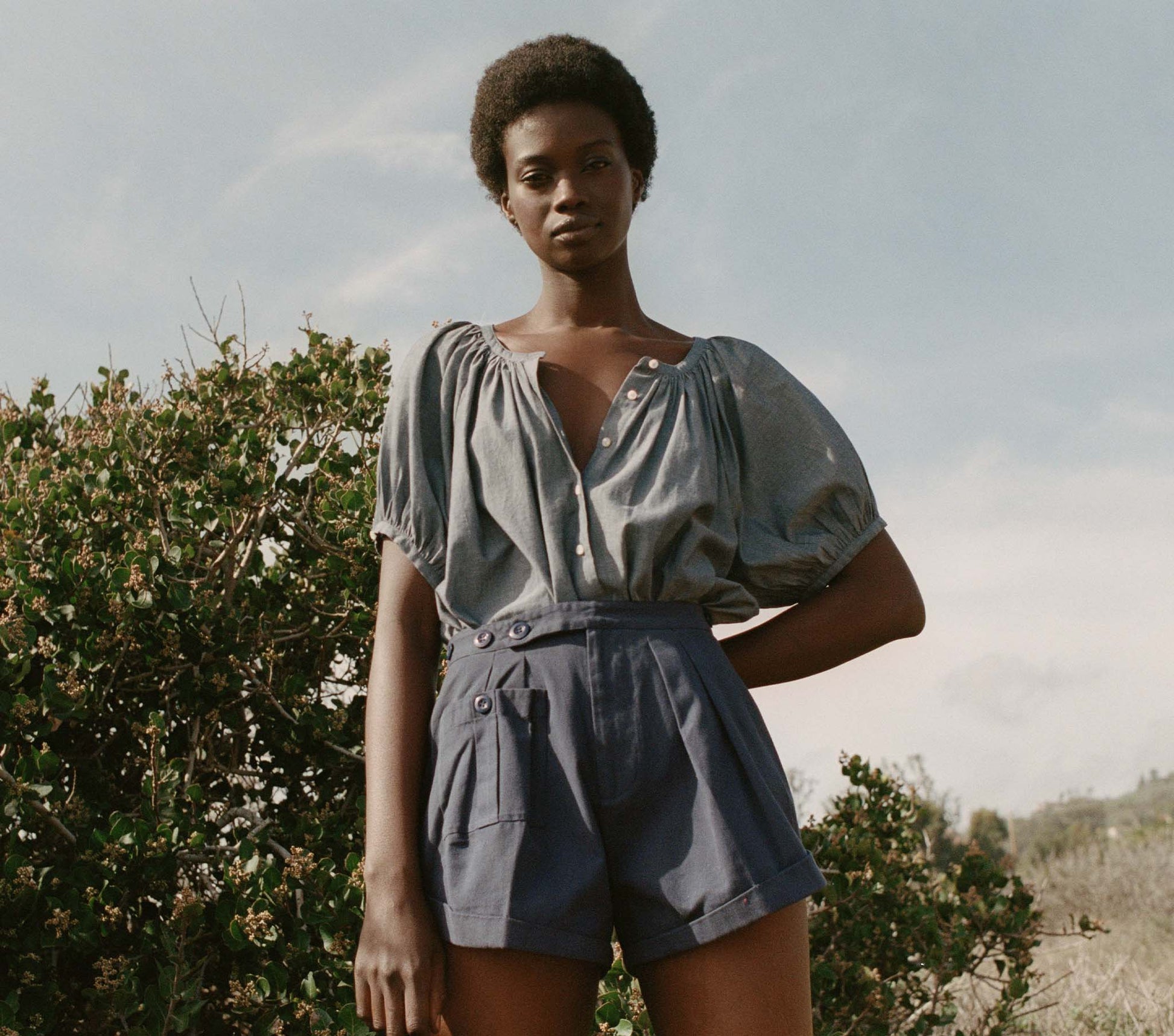 HMD -- JUNE TOP -- PARISIAN CHAMBRAY view 2
