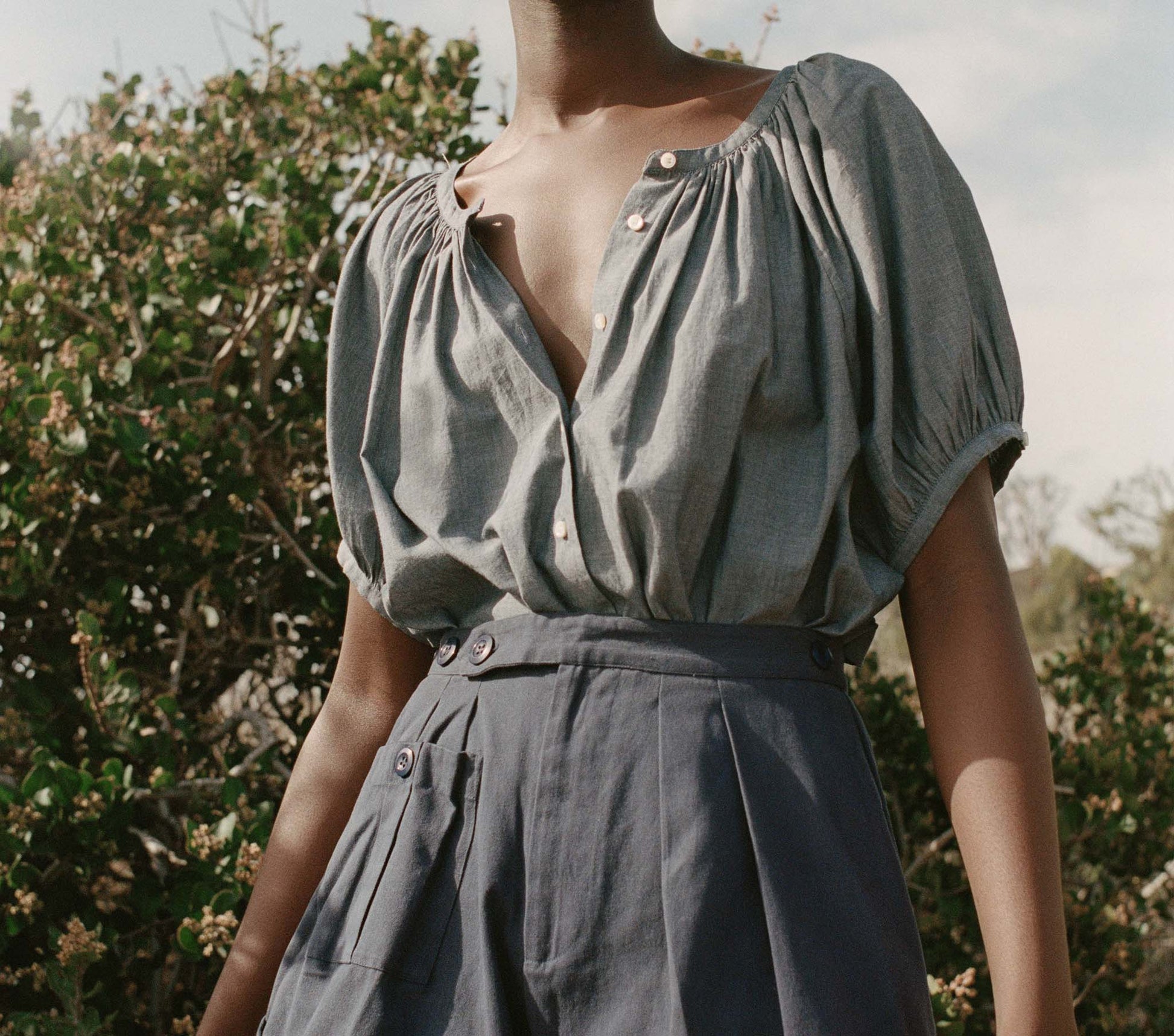 HMD -- JUNE TOP -- PARISIAN CHAMBRAY view 1
