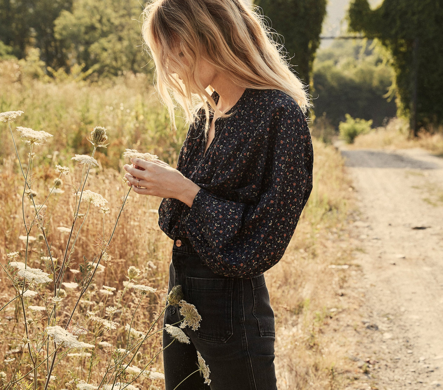 HMD -- THE JANE BLOUSE -- BLACK MARFA PAISLEY