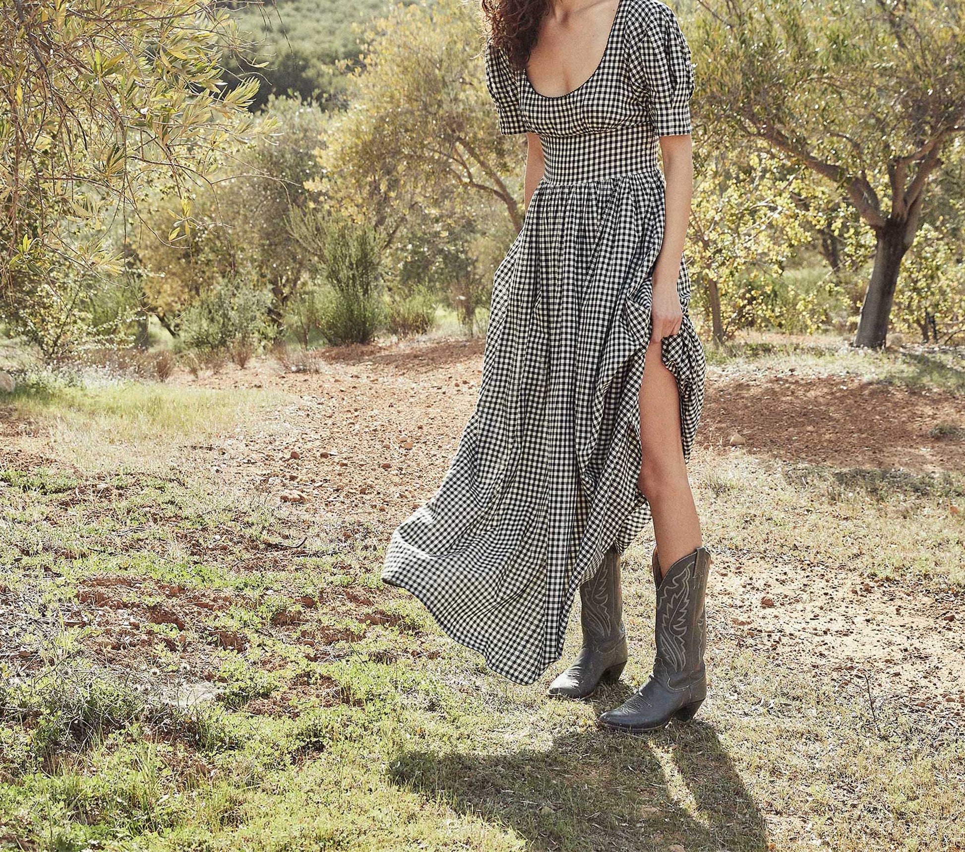 HMD -- KENNEDY DRESS -- INK GINGHAM view 1
