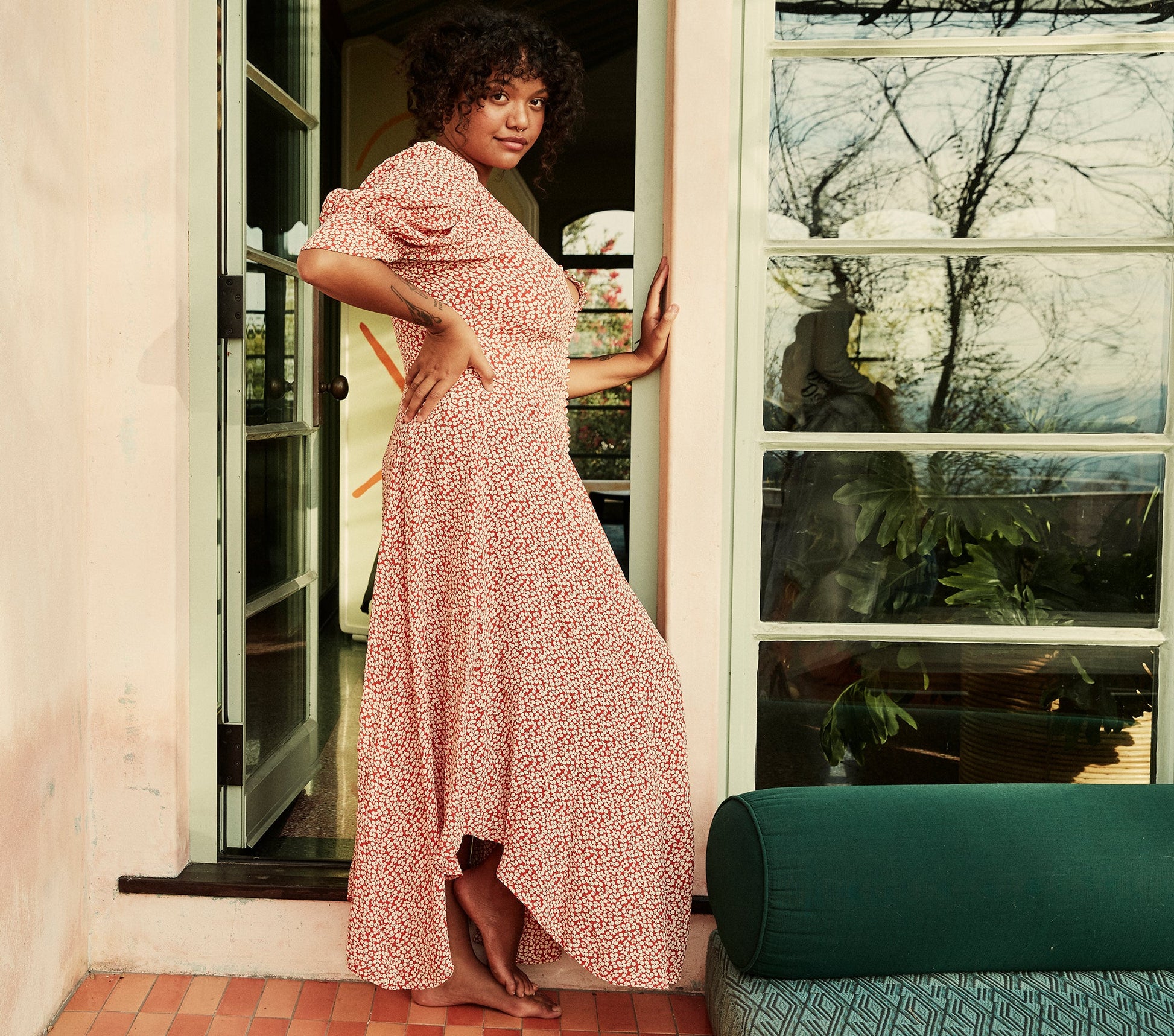 HMD -- LAUREL DRESS -- CARDINAL CHERRY WILLOW view 1

