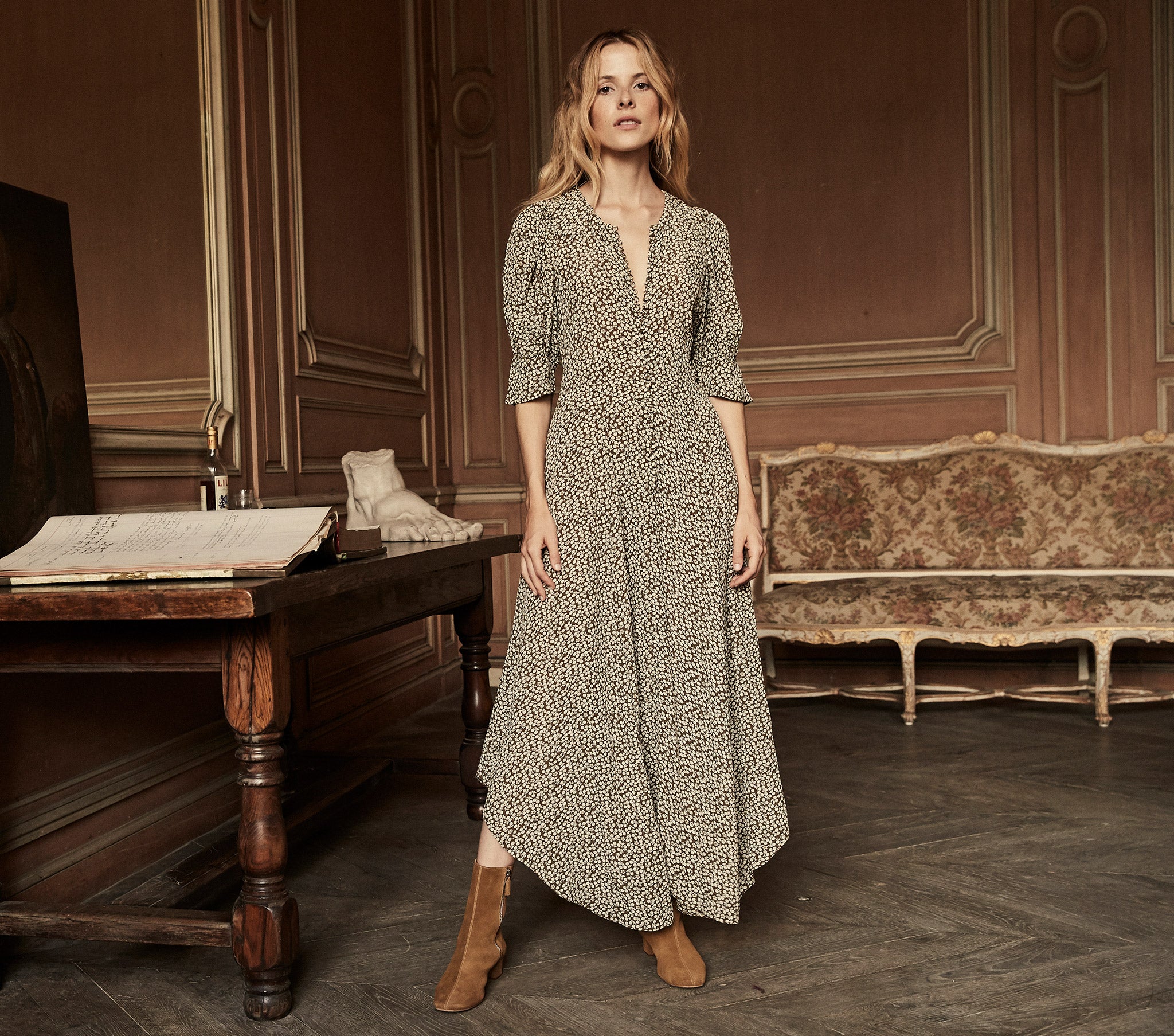 HMD -- LAUREL DRESS -- OLIVE CHERRY WILLOW