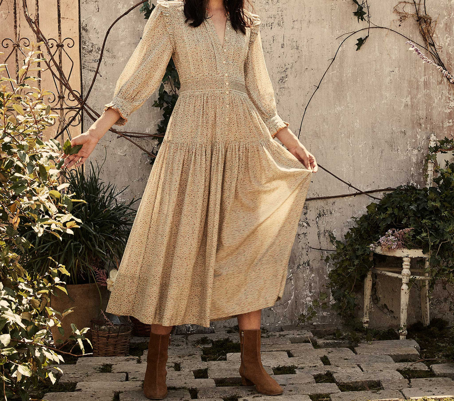 HMD -- MONET DRESS -- MUSTARD CALIFORNIA WILDFLOWER