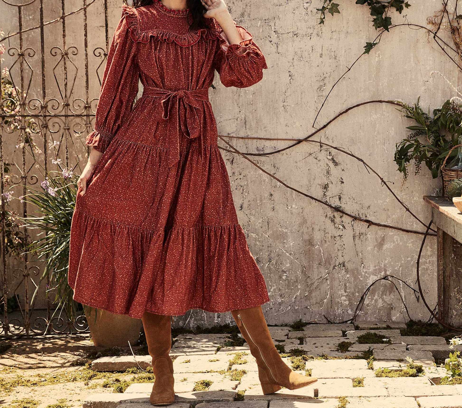 HMD -- MOUNTAIN DRESS -- BURGUNDY CALIFORNIA WILDFLOWER view 2
