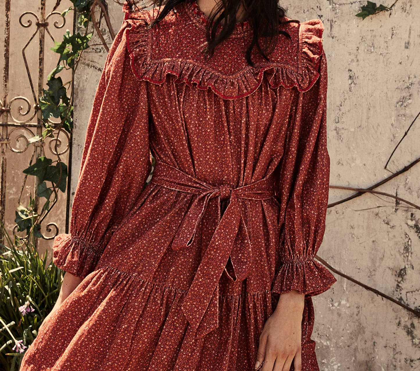 HMD -- MOUNTAIN DRESS -- BURGUNDY CALIFORNIA WILDFLOWER