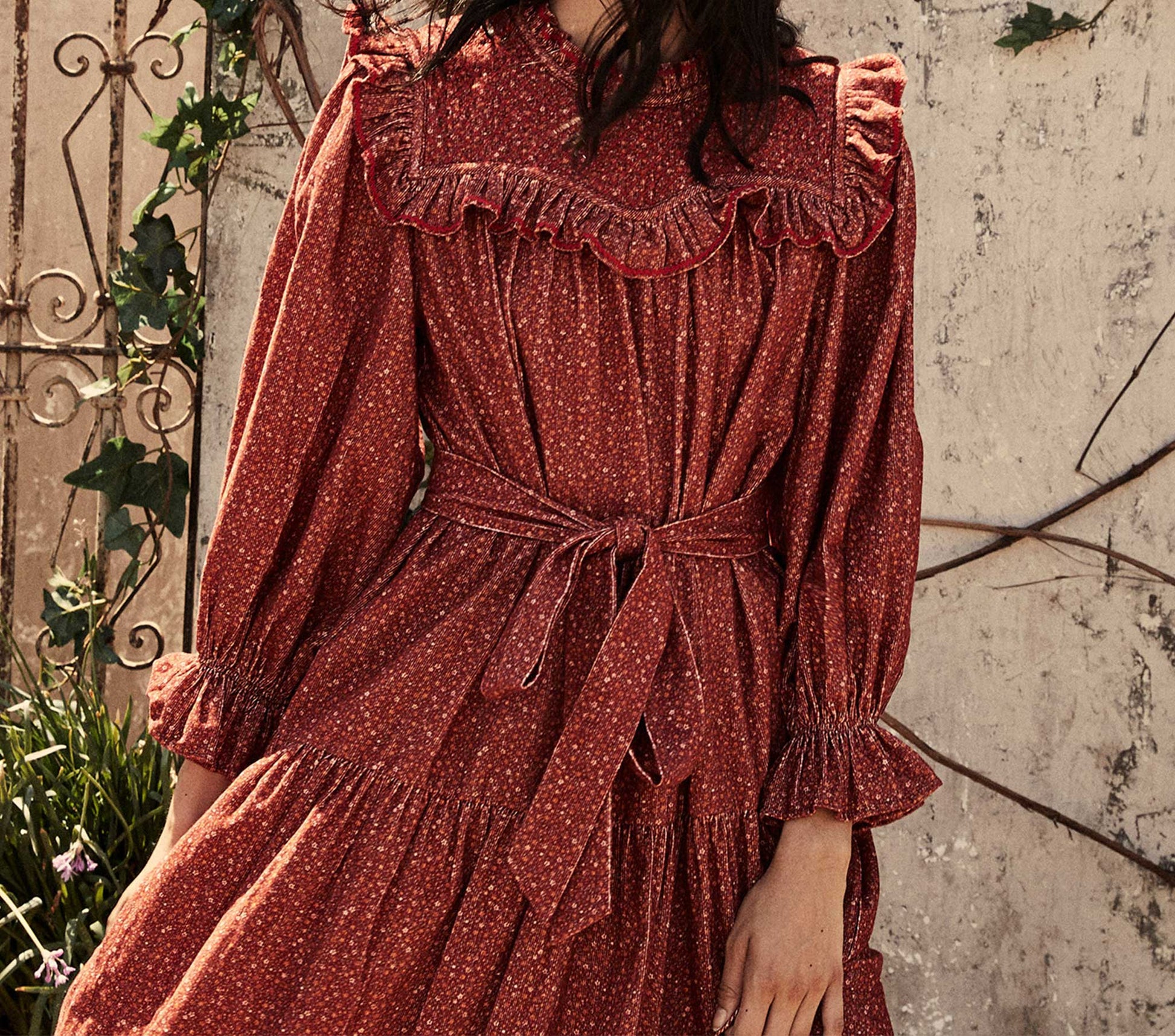 HMD -- MOUNTAIN DRESS -- BURGUNDY CALIFORNIA WILDFLOWER view 3
