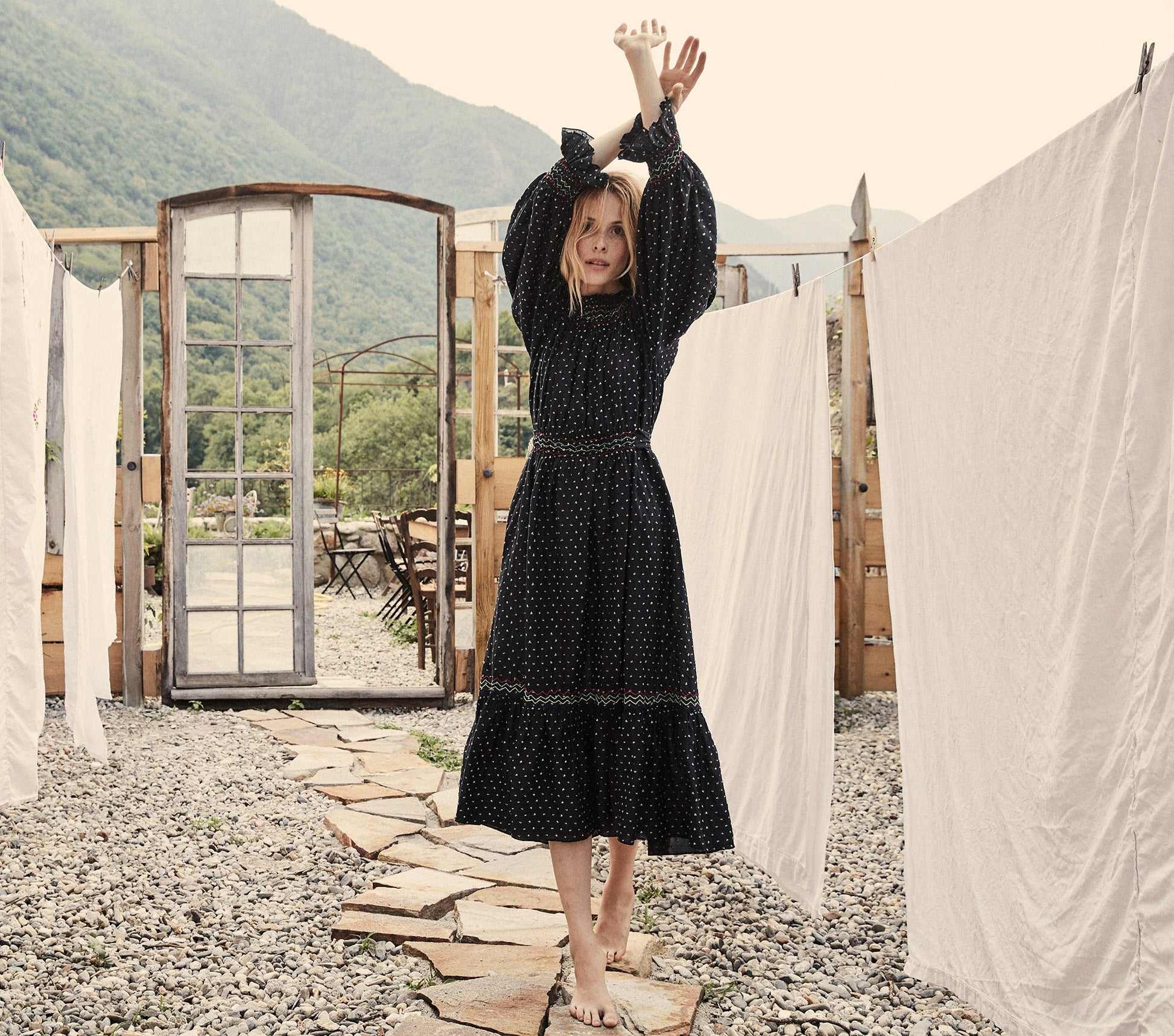 HMD -- MARINA DRESS -- BLACK W/ MULTI EMBROIDERY view 9
