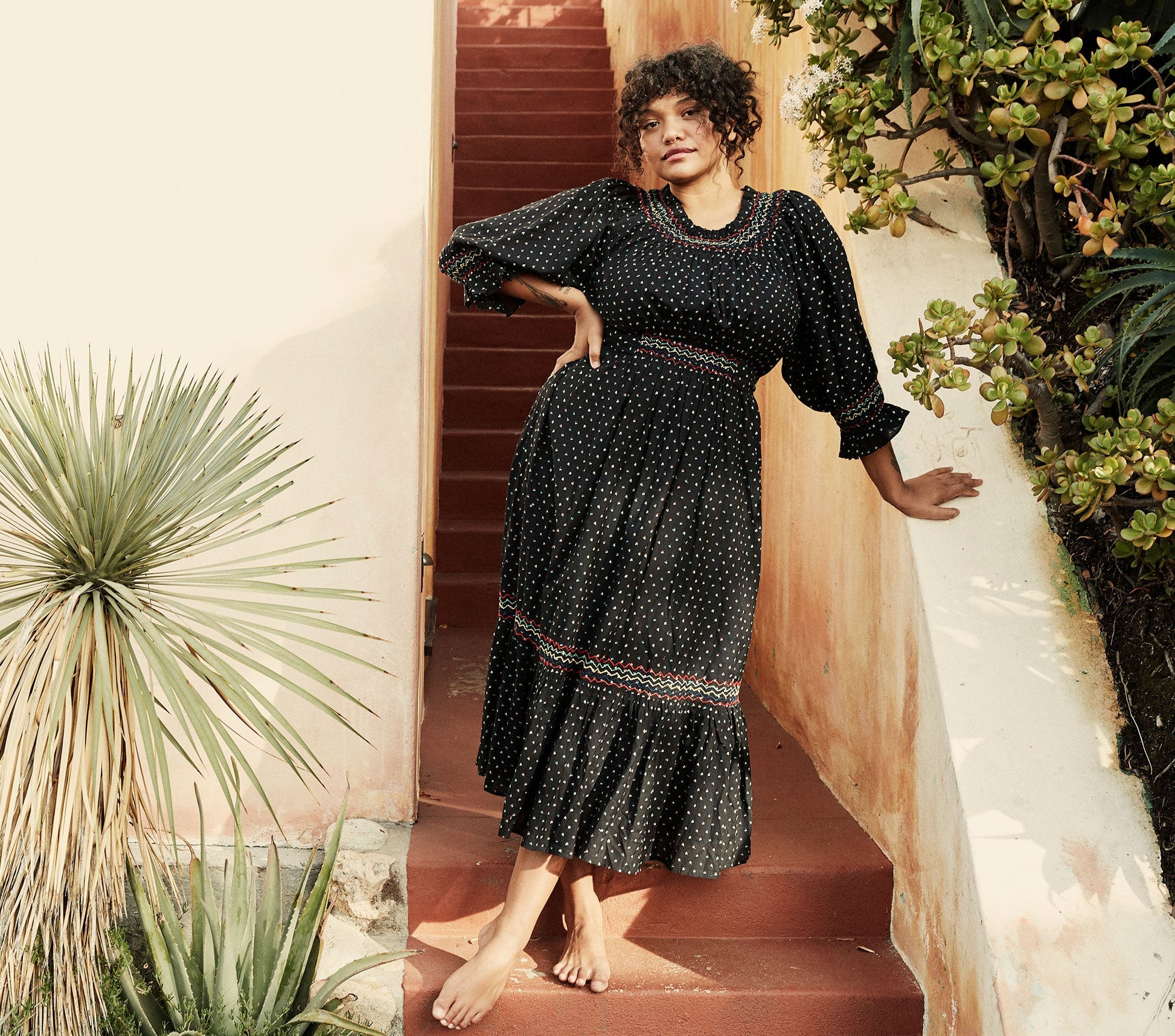 HMD -- MARINA DRESS -- BLACK W/ MULTI EMBROIDERY view 5
