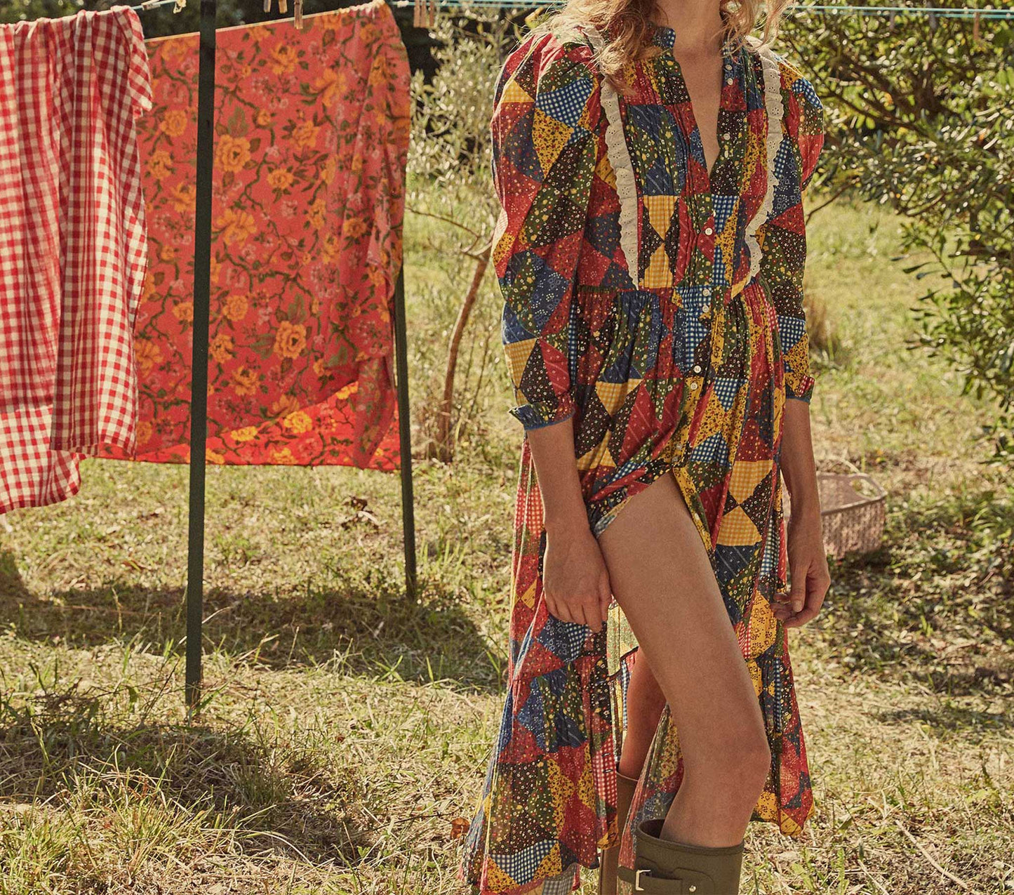 HMD -- NICOLETTE DRESS -- COUNTRYSIDE PATCHWORK PRINT