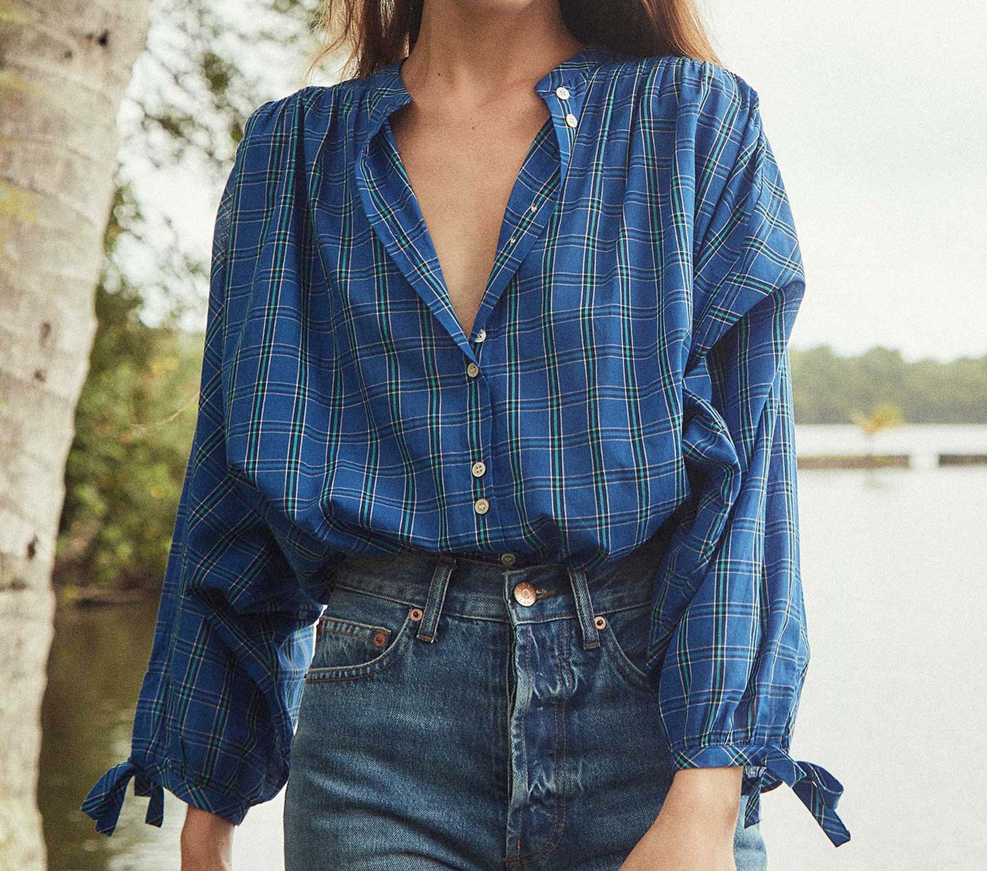 HMD -- O'KEEFFE TOP -- PARK LANE PLAID view 1
