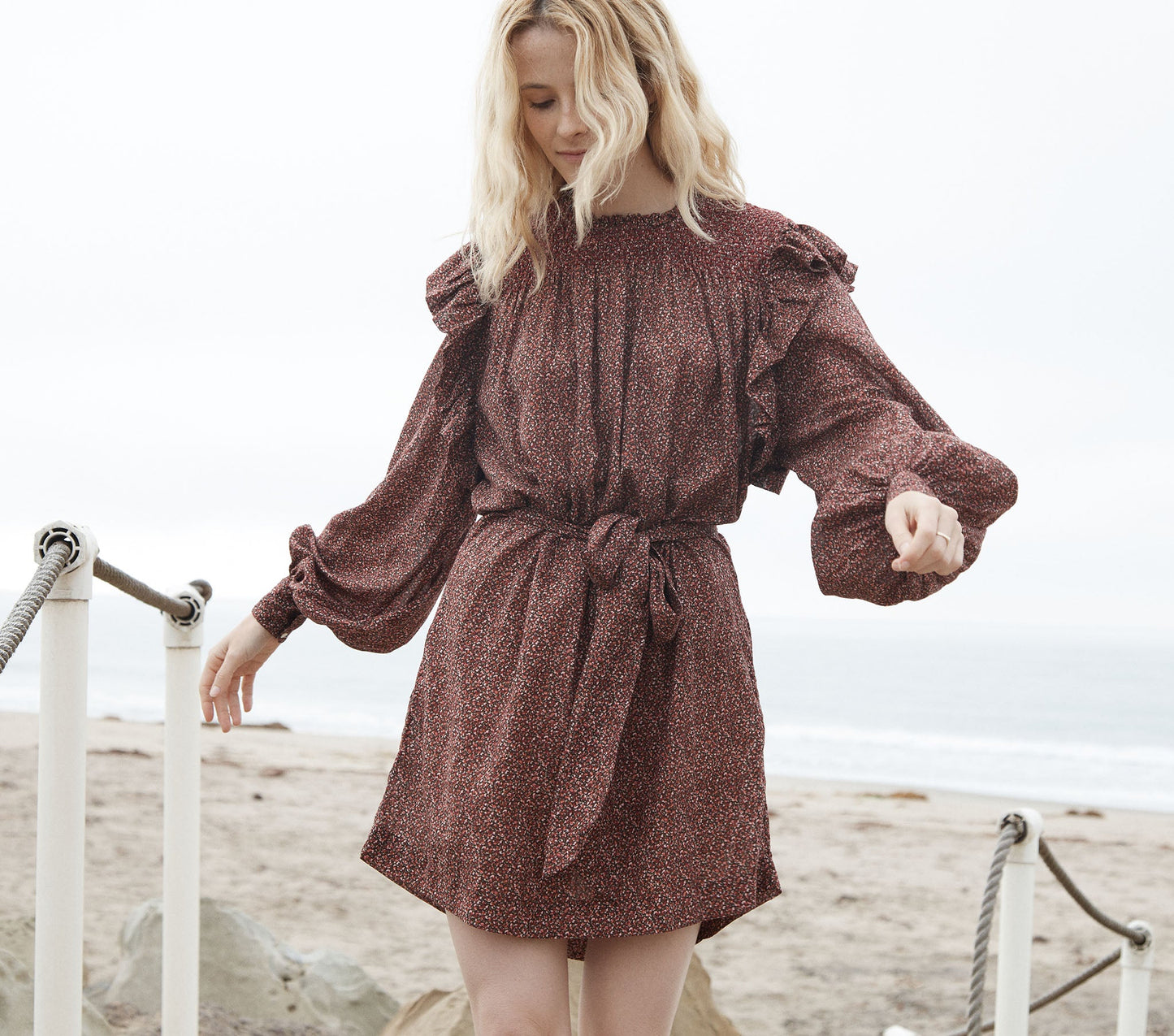 HMD -- OLIVER DRESS -- RUST DITZY FLORAL