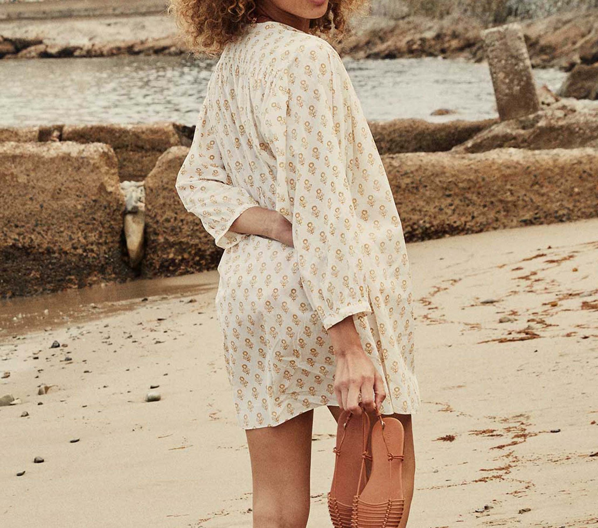 HMD -- OPAL DRESS -- CREAM SUNFLOWER BLOCK PRINT view 3
