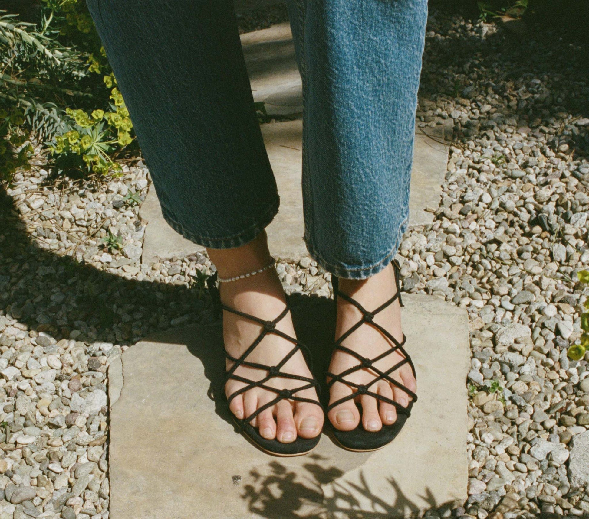 REVE BLOCK HEEL SANDAL -- BLACK SUEDE view 5