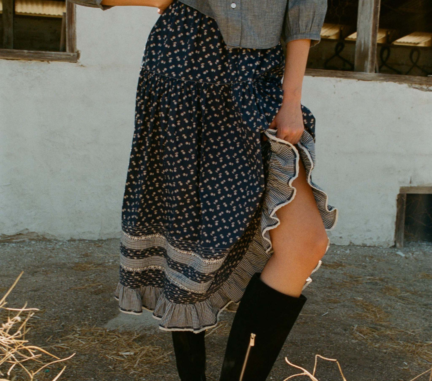 HMD -- ROSANNA SKIRT -- INDIGO CALICO