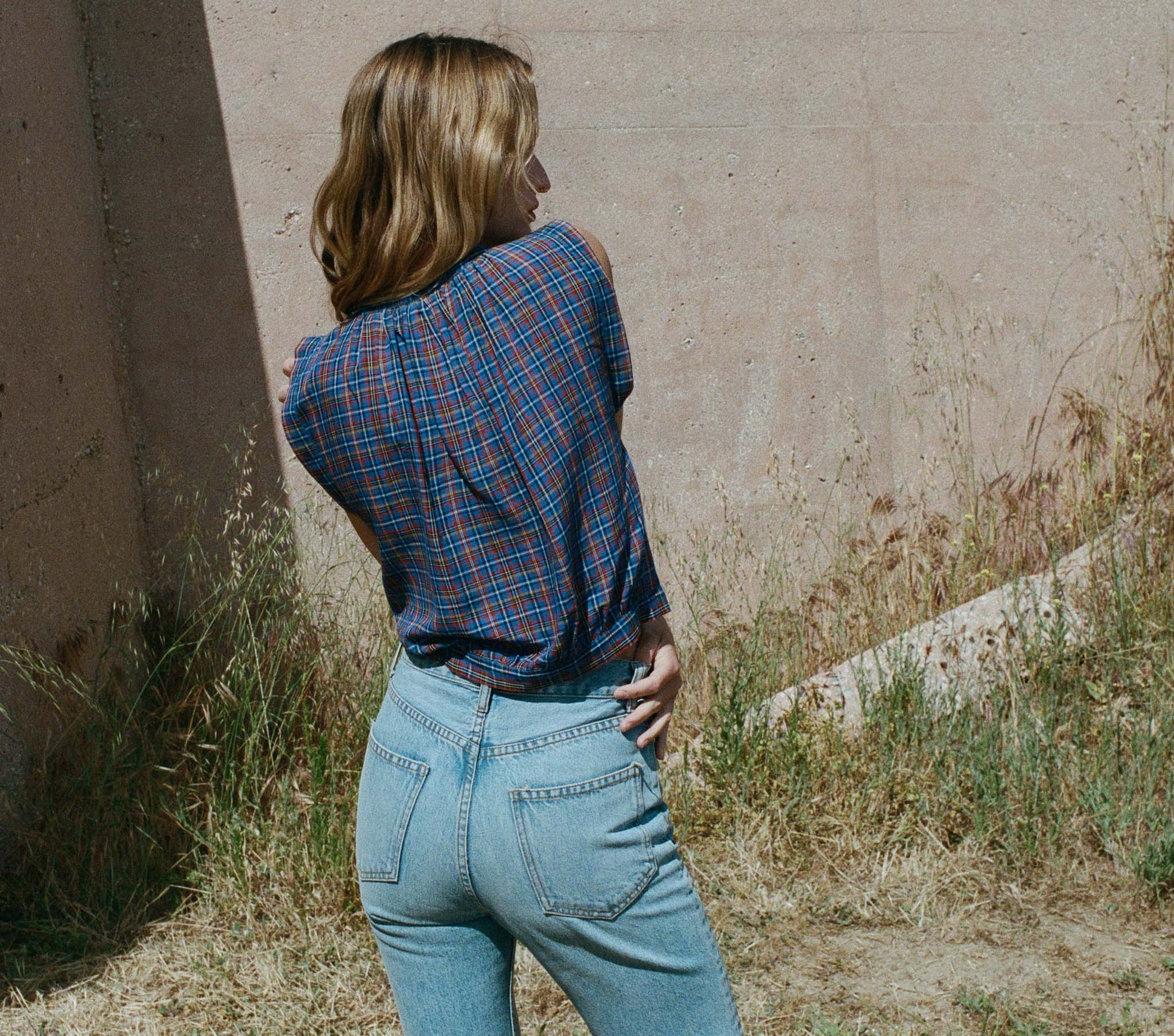 HMD -- ROSELLE TOP -- AZURE FRENCH PLAID view 2
