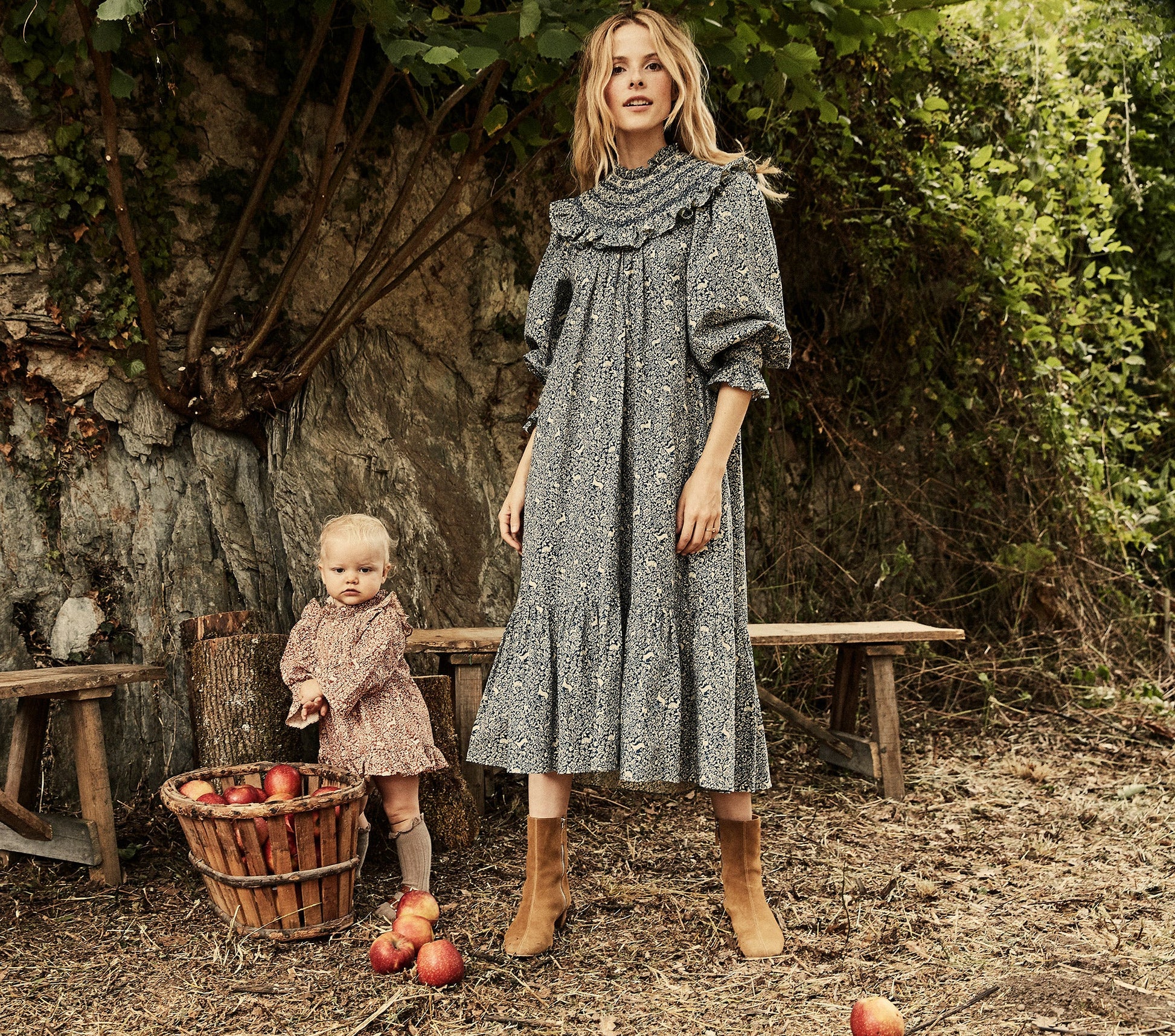 HMD -- ROSETTA DRESS -- CREAM/BLUE PRANCING FAWN FLORAL view 2
