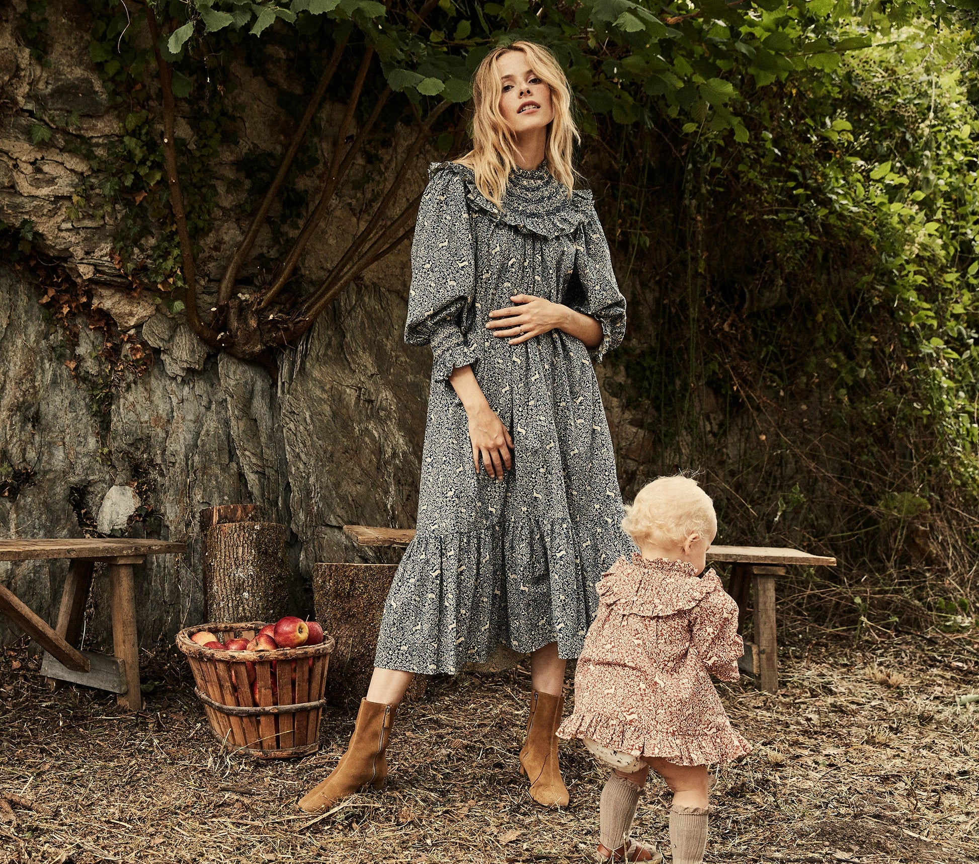 HMD -- ROSETTA DRESS -- CREAM/BLUE PRANCING FAWN FLORAL view 9
