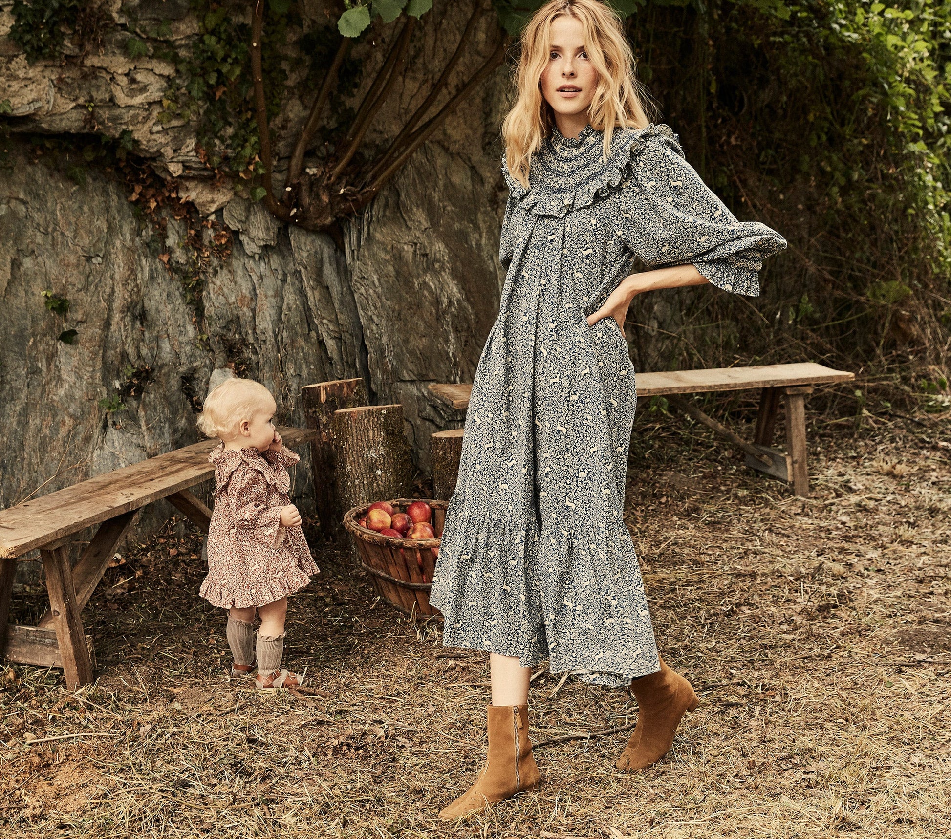 HMD -- ROSETTA DRESS -- CREAM/BLUE PRANCING FAWN FLORAL view 11
